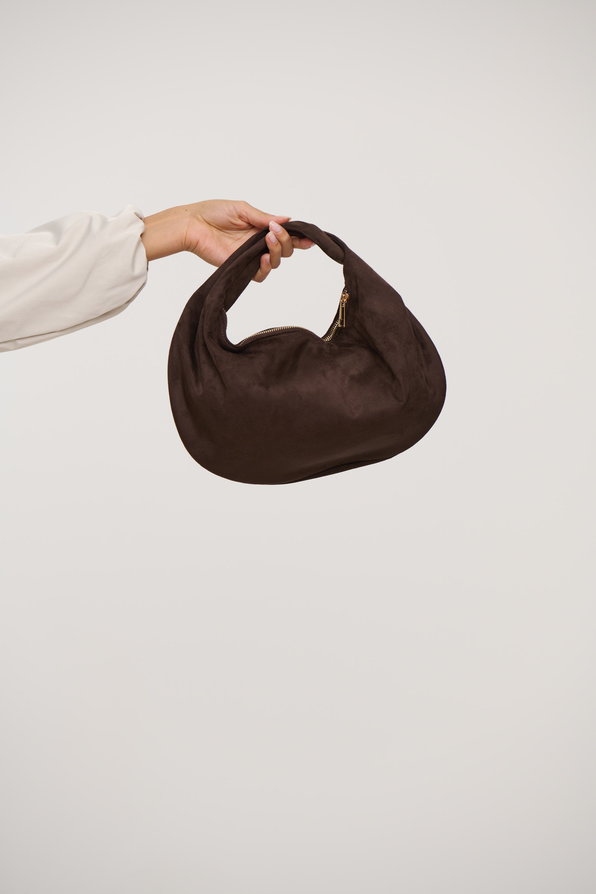 Elena Handle Bag Dark Cacao Suede
