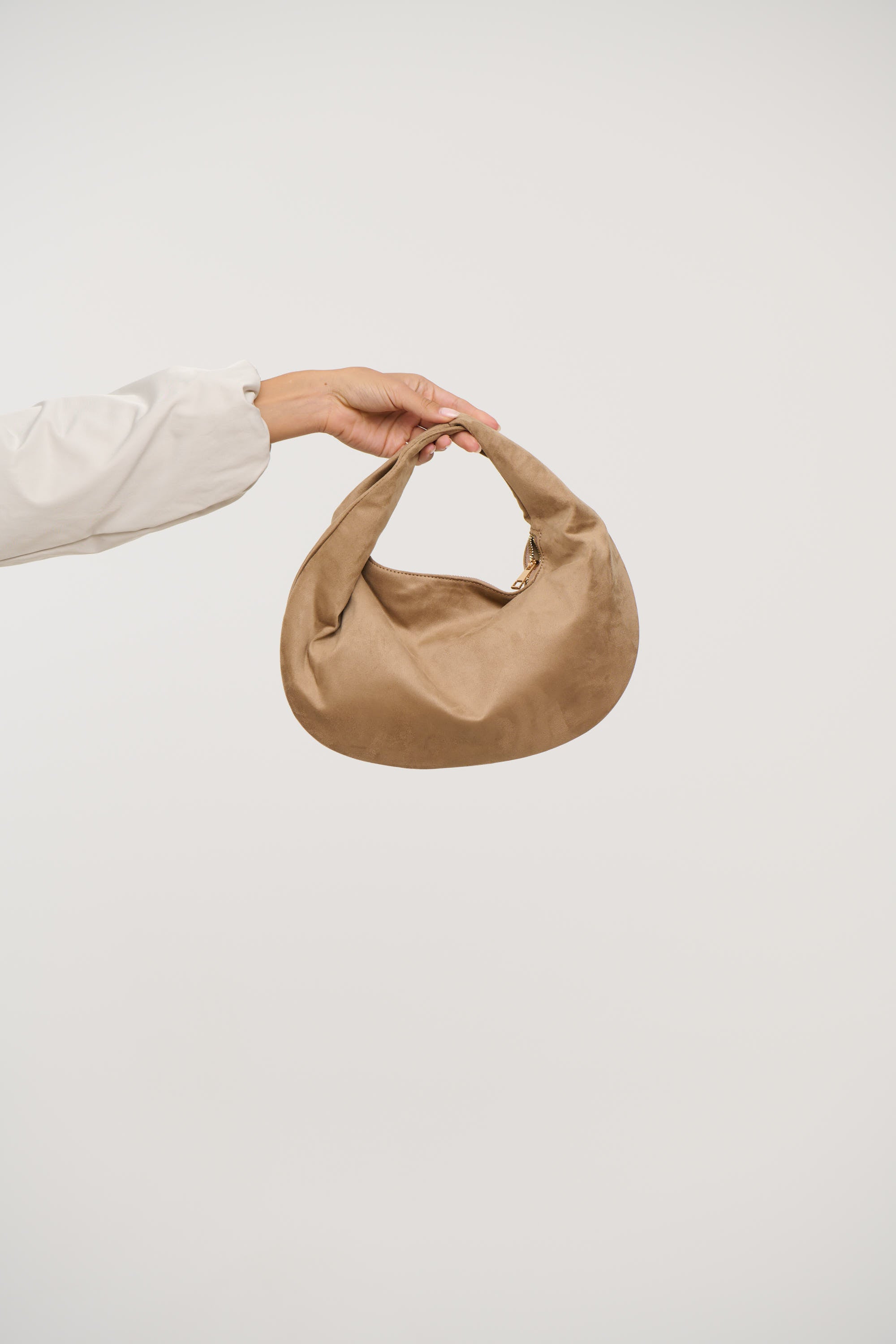 Elena Handle Bag Stone Suede