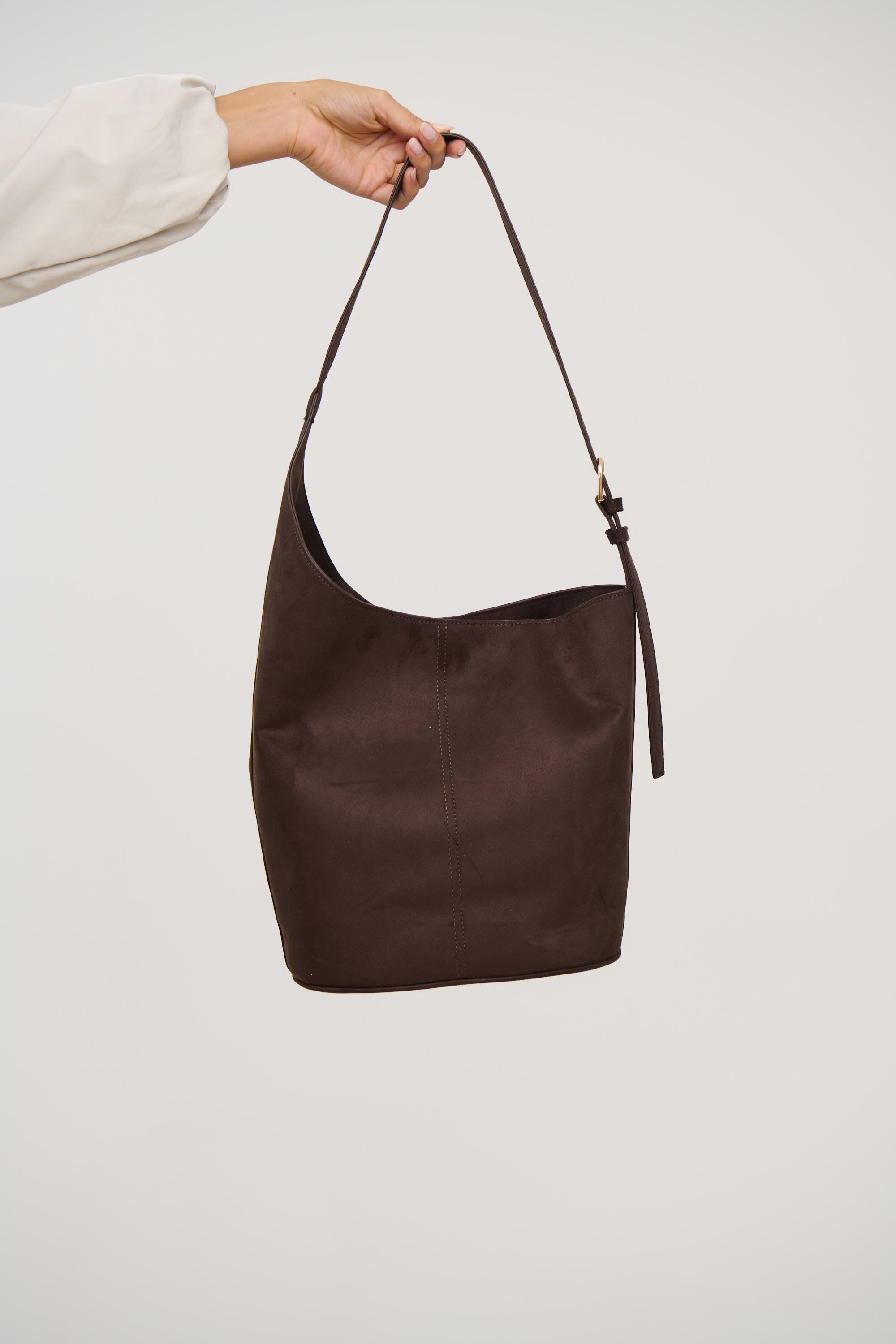 Genna Shoulder Bag Dark Chocolate Suede