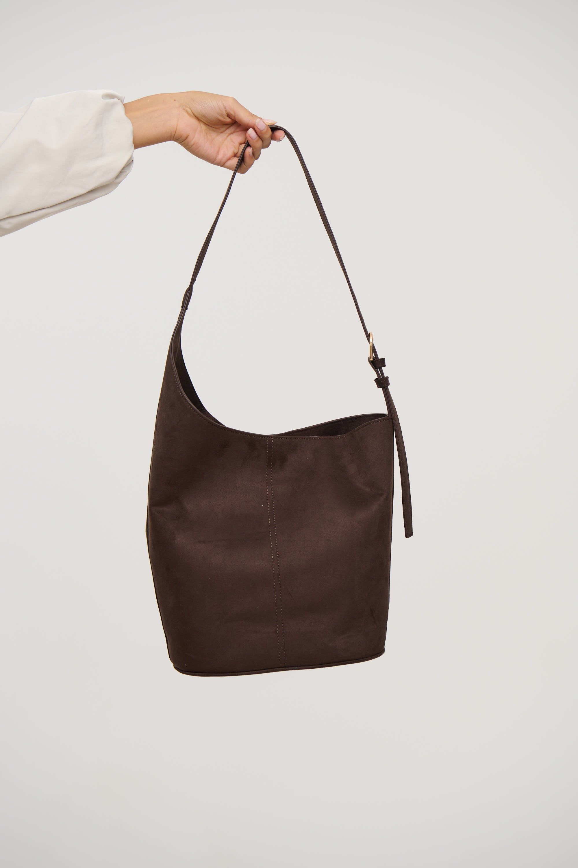 Genna Shoulder Bag Dark Chocolate Suede