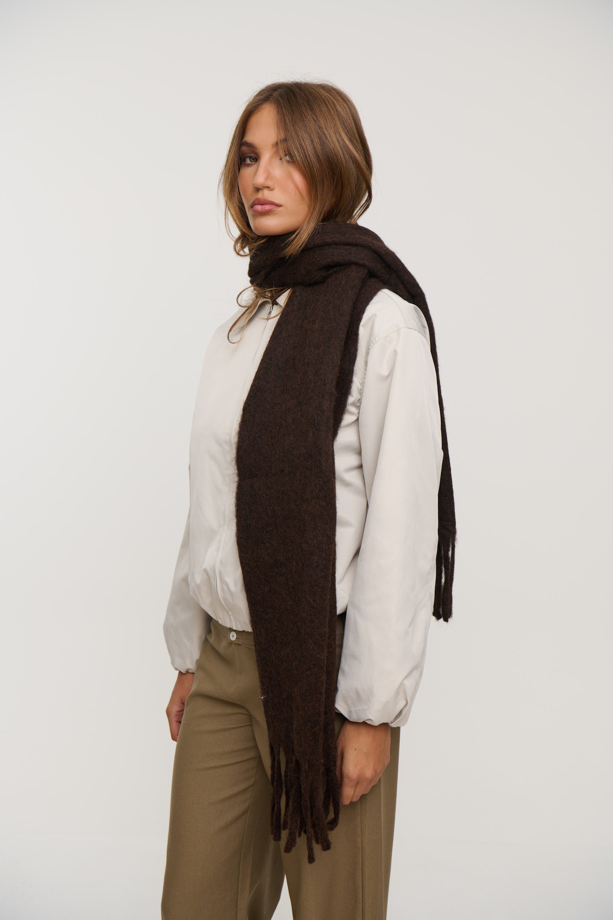 Ilaria Fluffy Scarf Chocolate