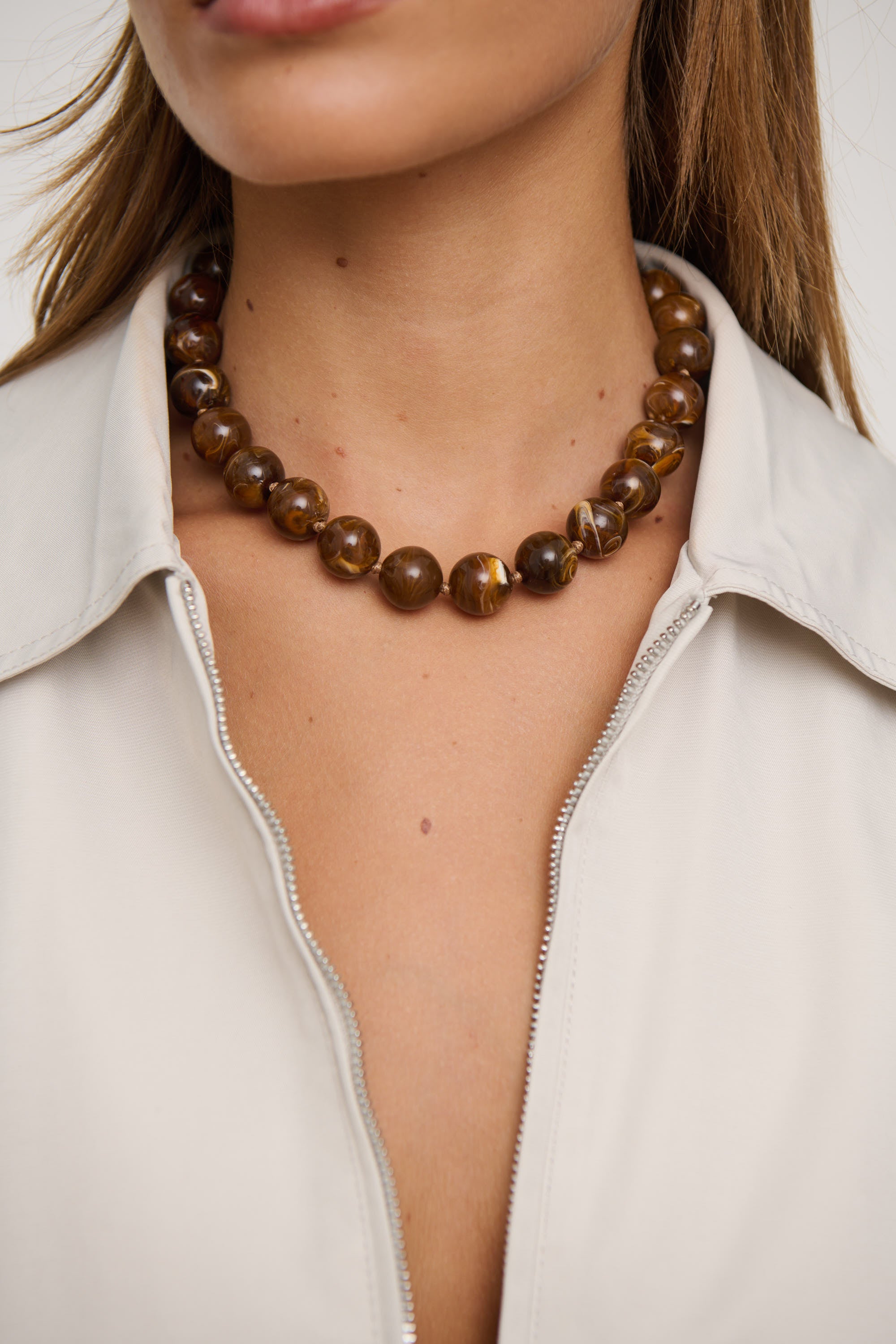 Sahara Resin Necklace Brown