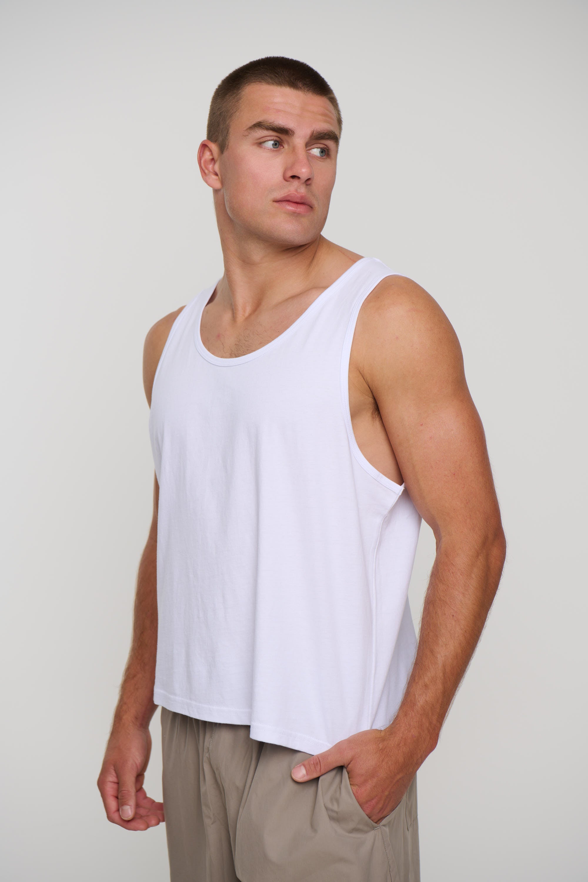 Richie Loose Crop Tank White