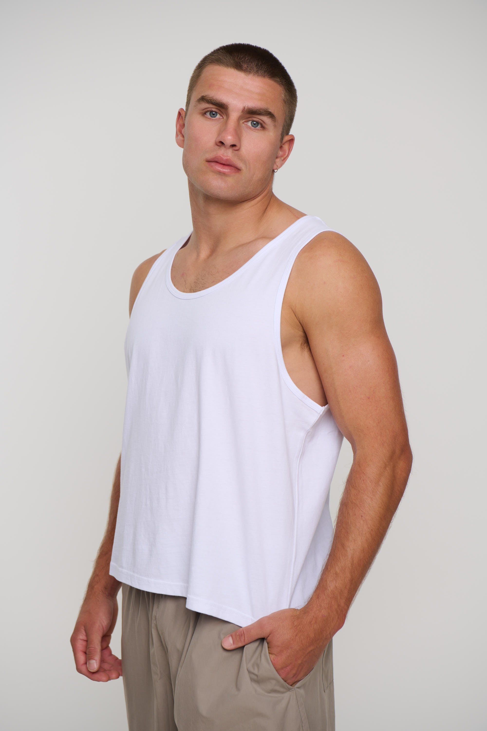 Richie Loose Crop Tank White