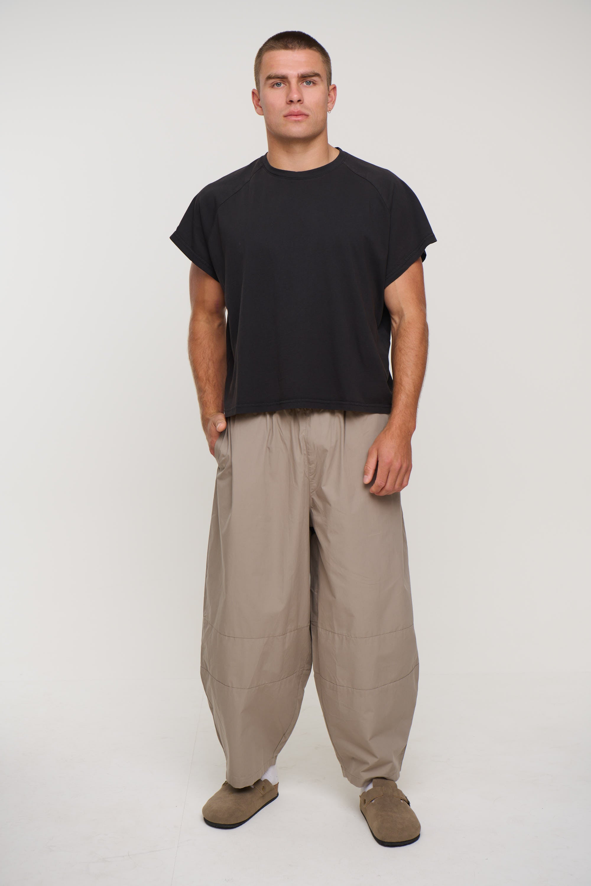 Raglan Crop Box Tank Charcoal