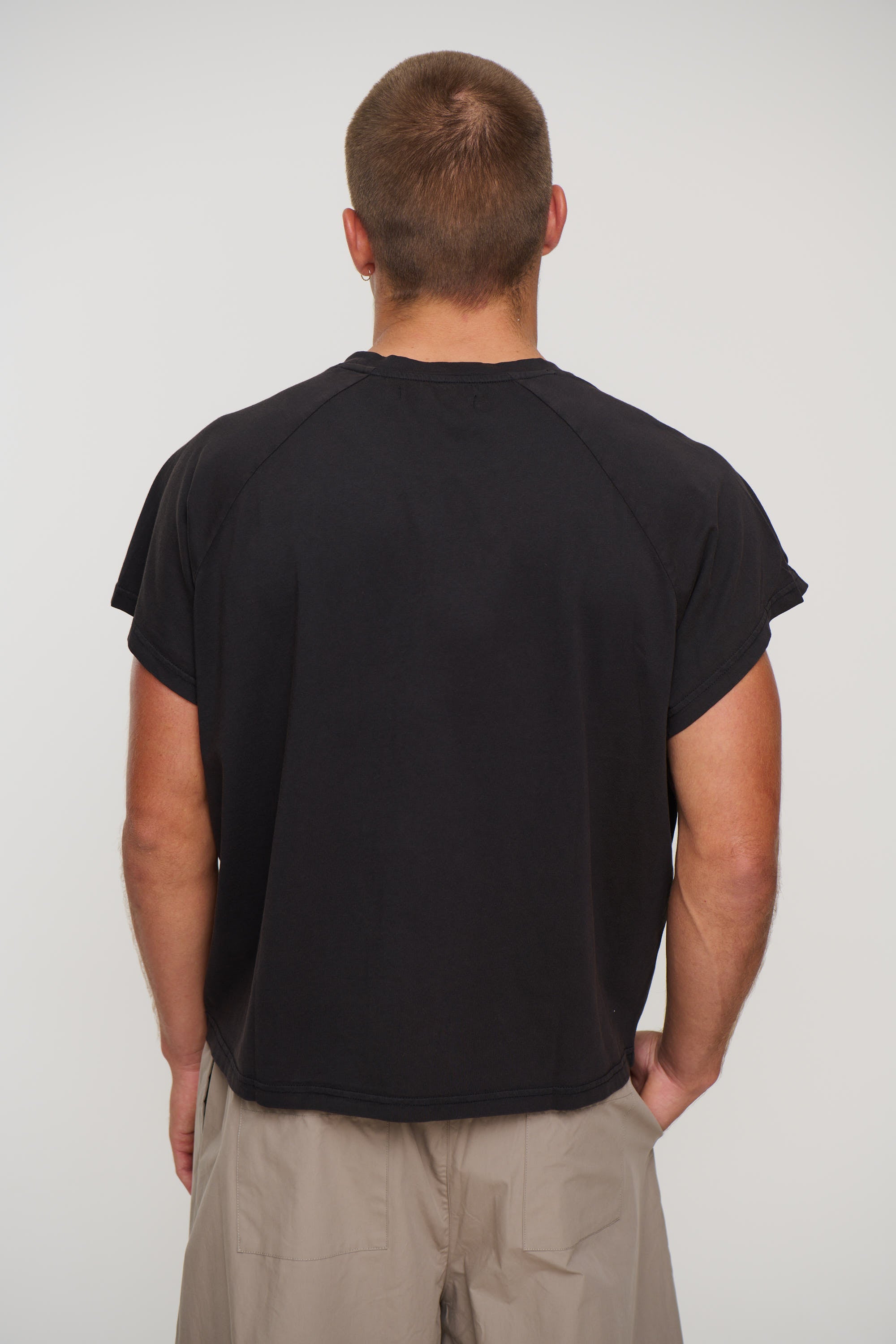 Raglan Crop Box Tank Charcoal