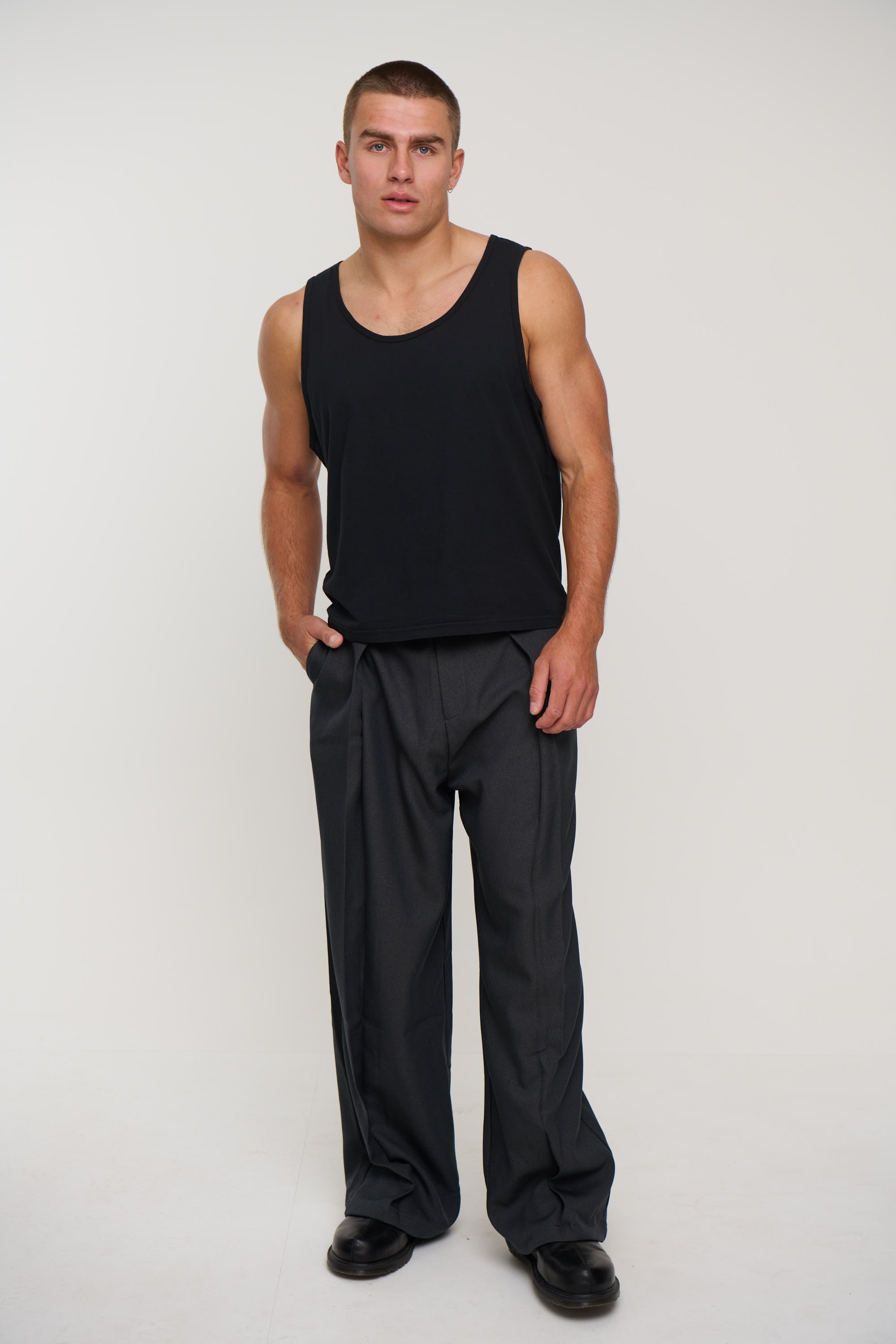 Richie Loose Crop Tank Black