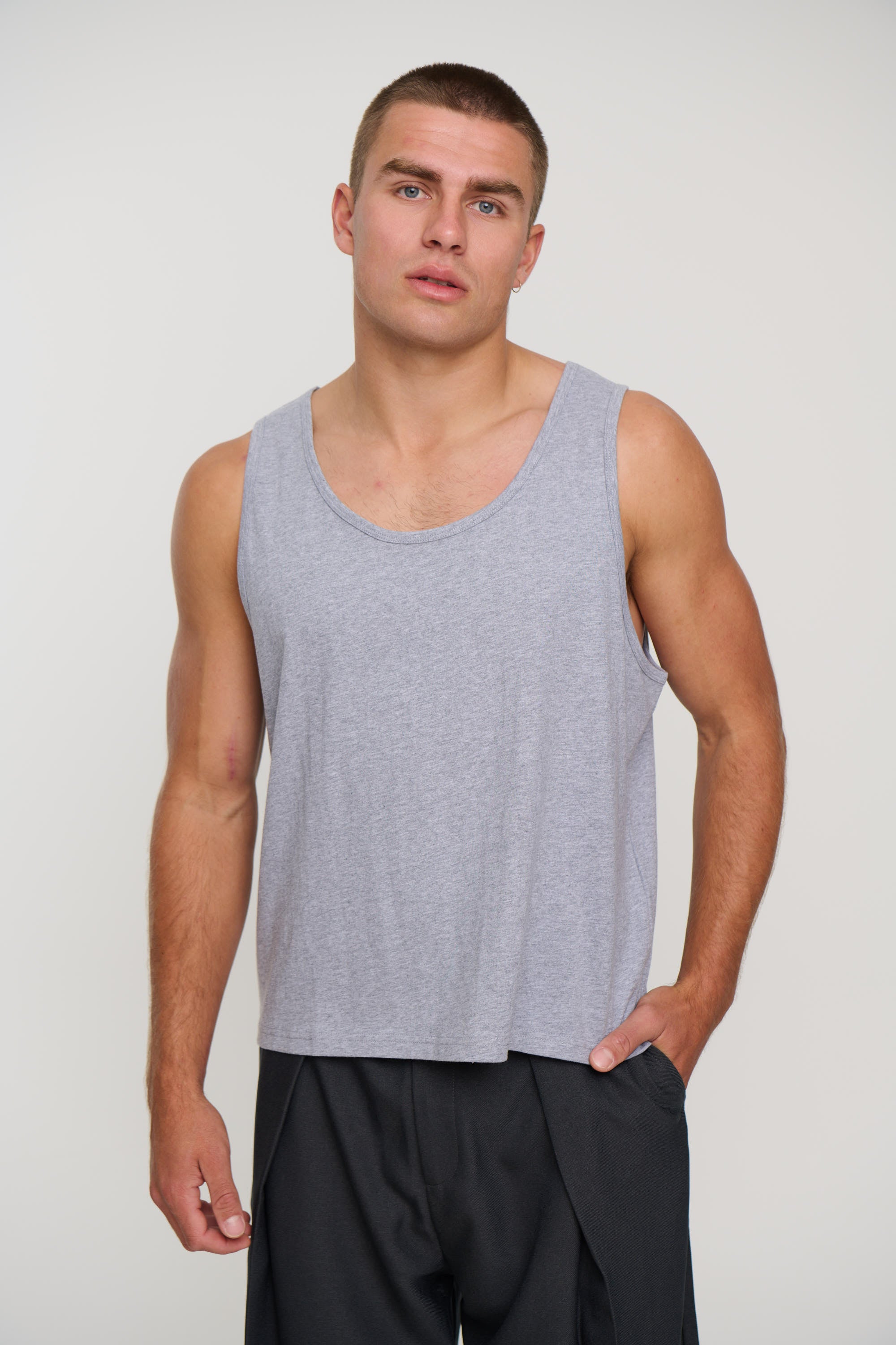 Richie Loose Crop Tank Grey