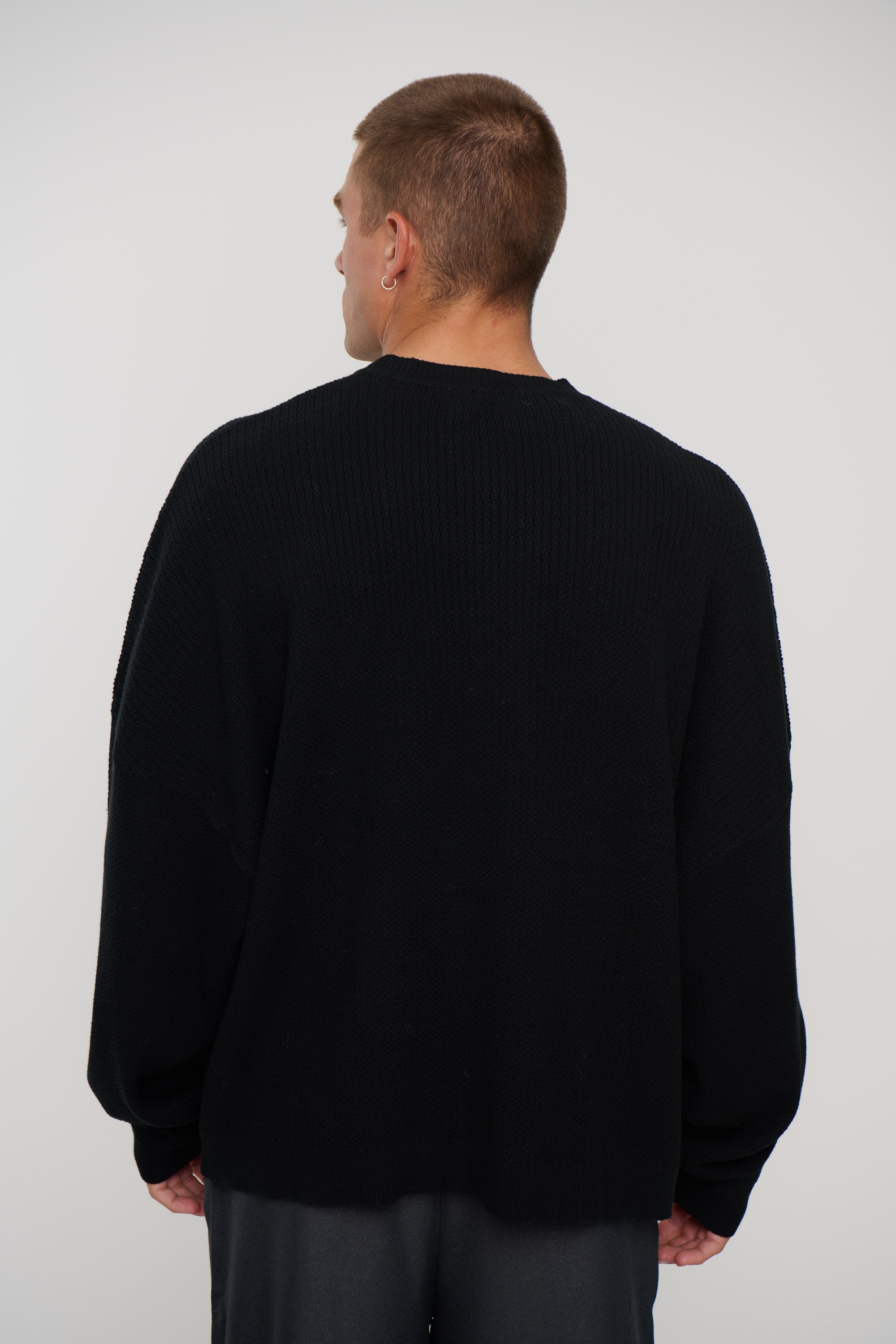 Drop Sleeve Heavy Knit Black