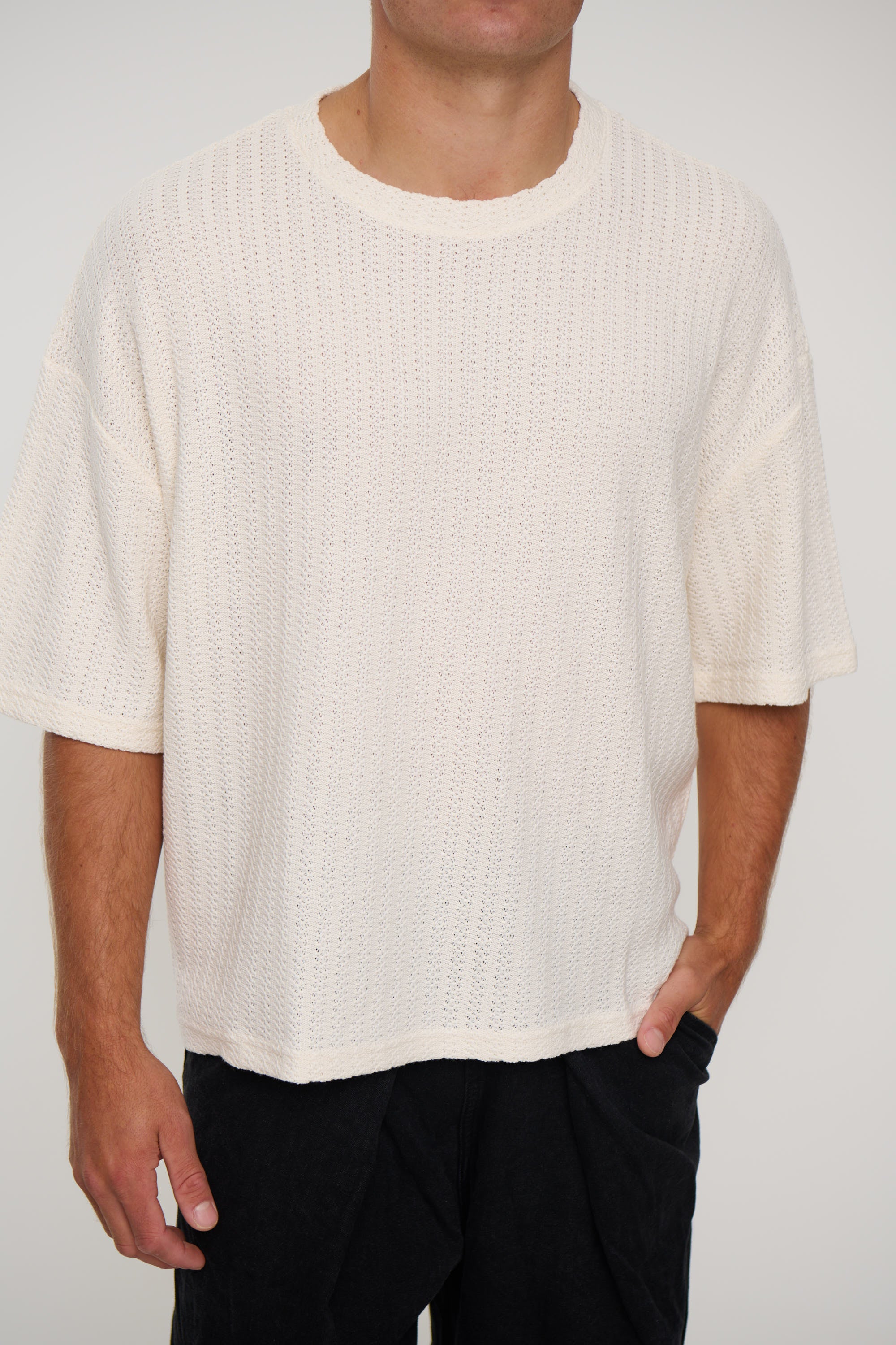 Vinnie Two Thread Stitch Tee White