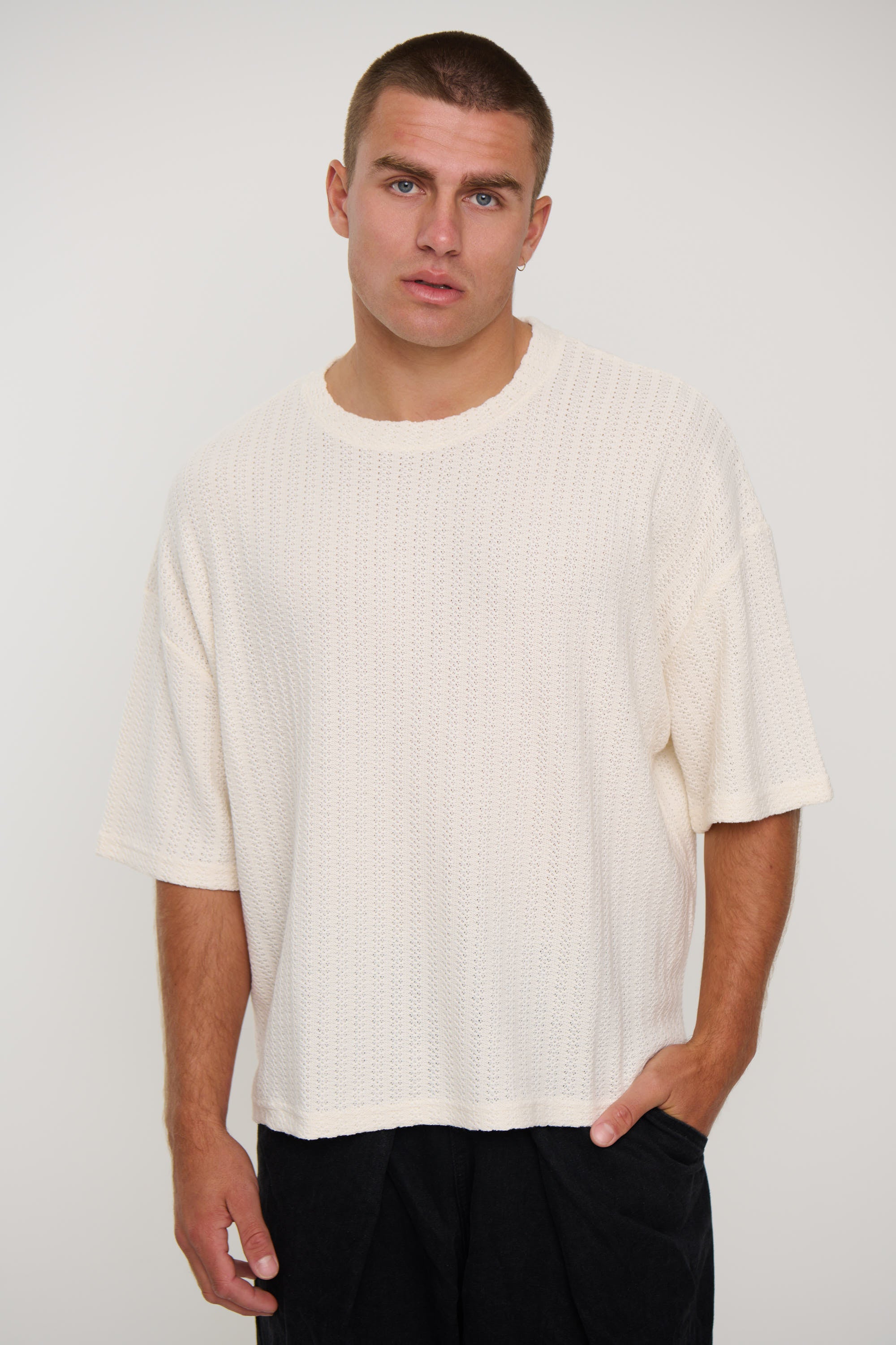 Vinnie Two Thread Stitch Tee White