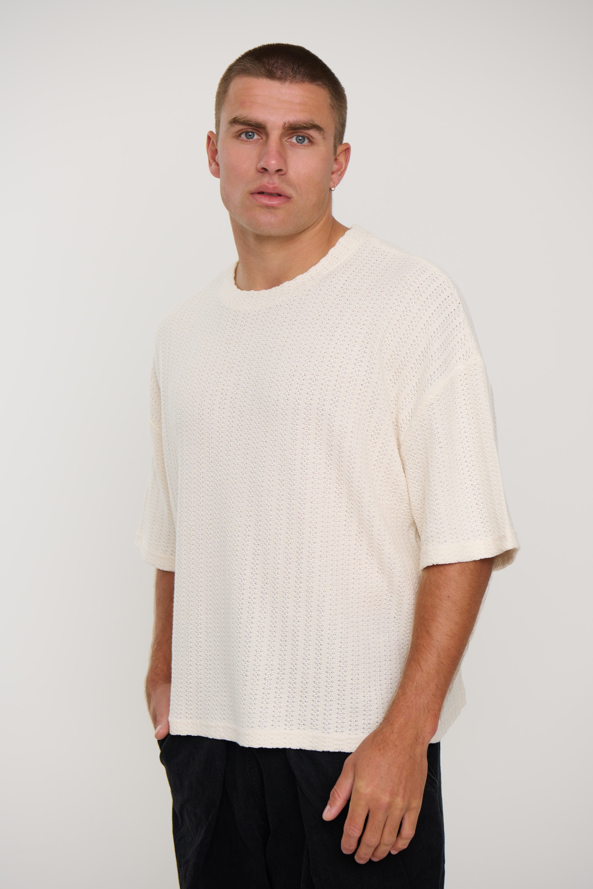 Vinnie Two Thread Stitch Tee White