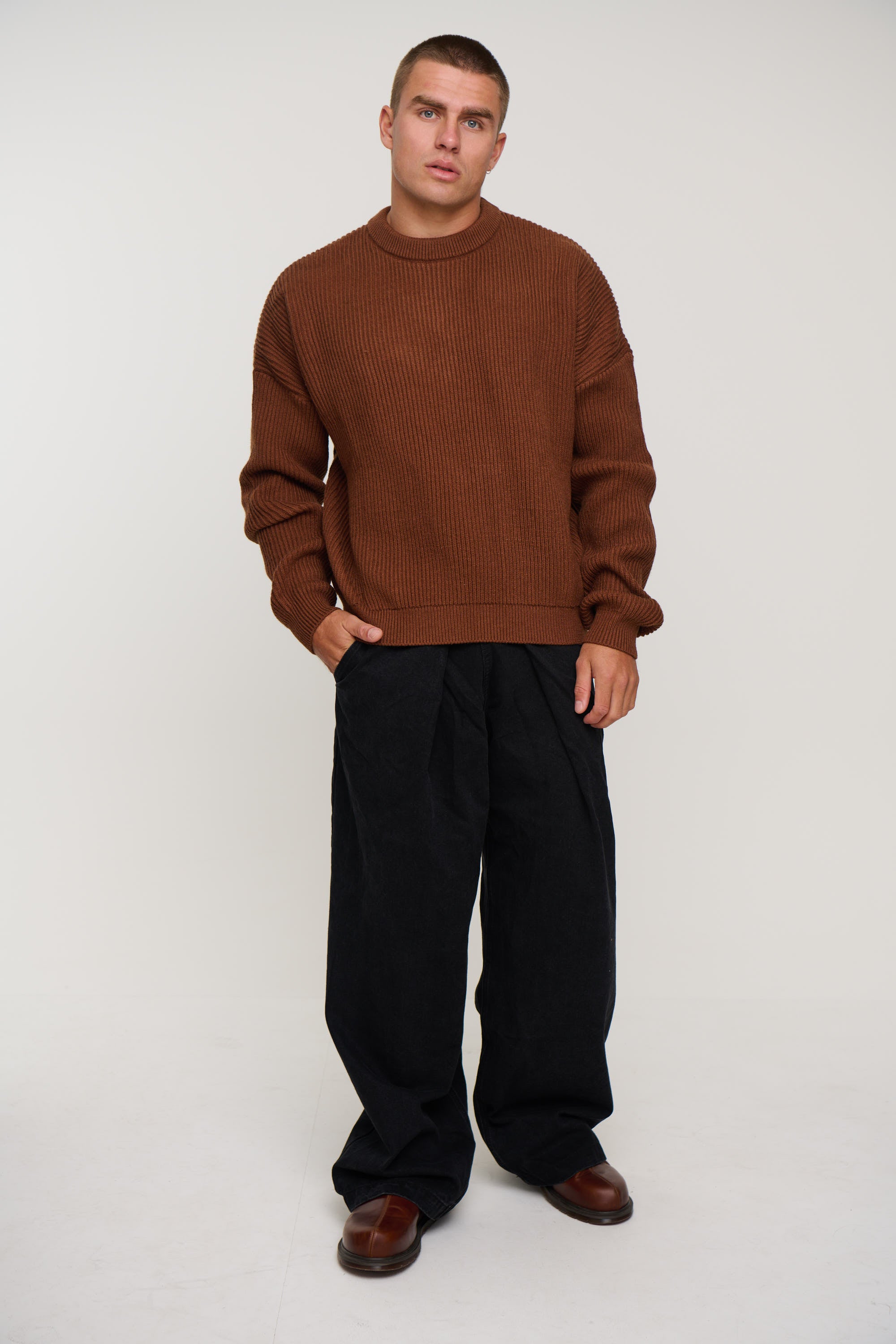 Drop Sleeve Heavy Knit Choc