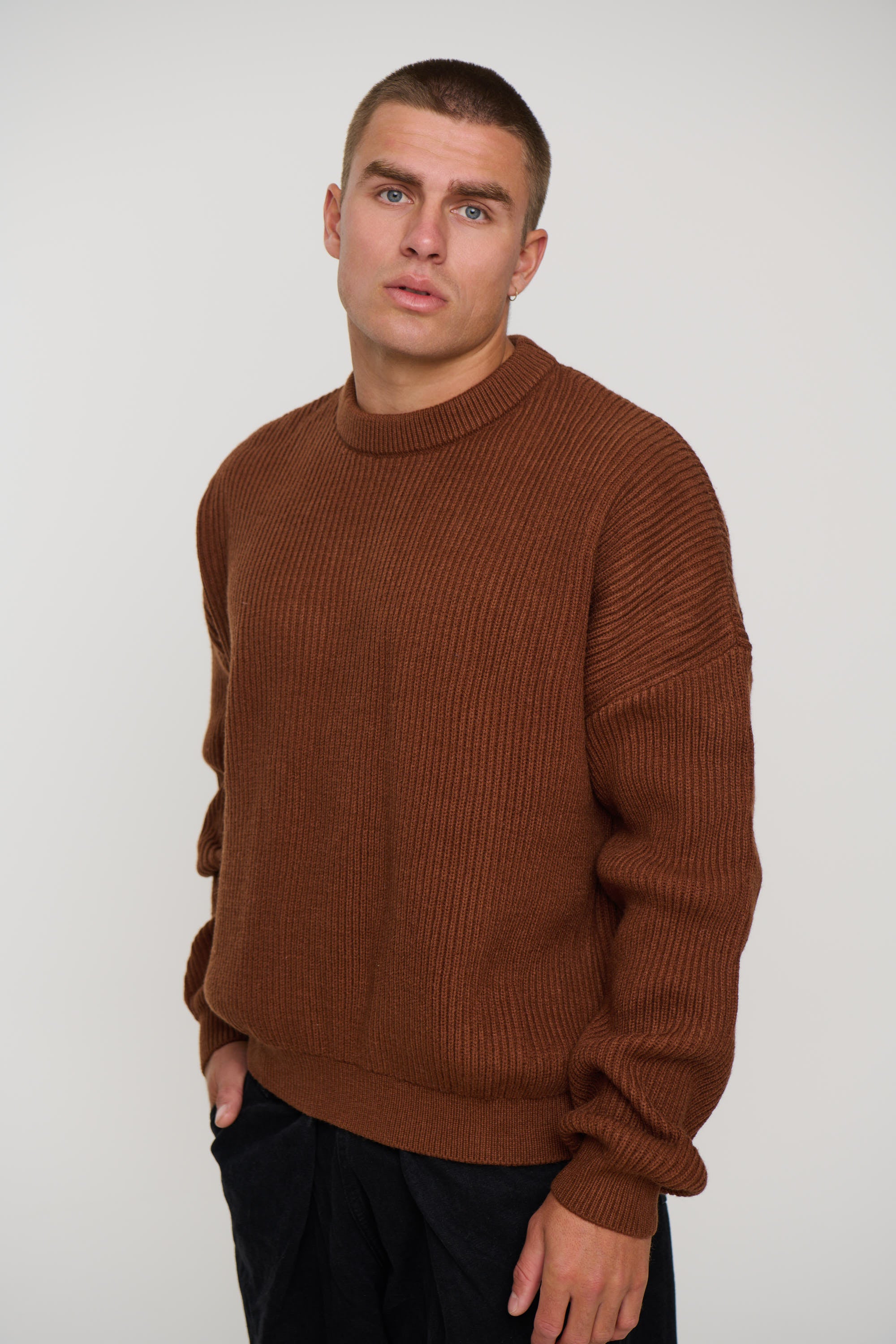 Drop Sleeve Heavy Knit Choc