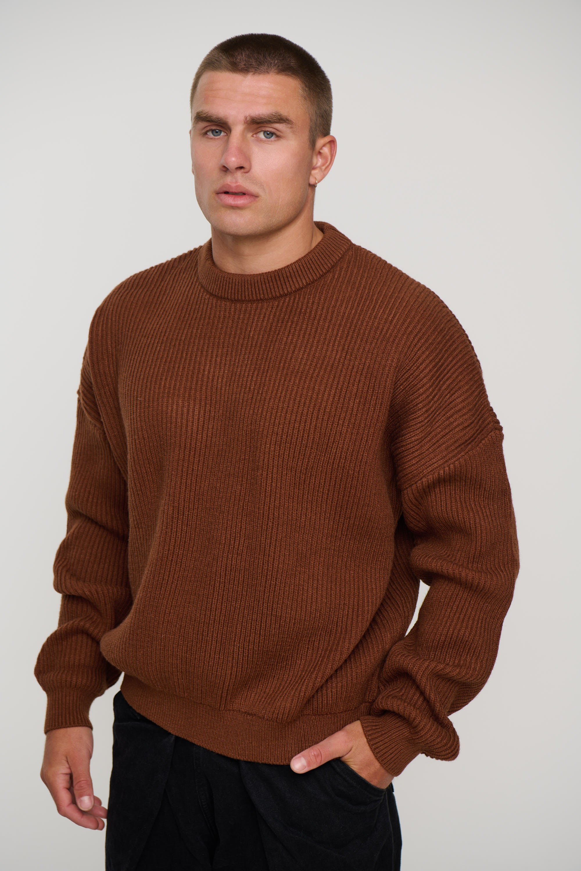Drop Sleeve Heavy Knit Choc
