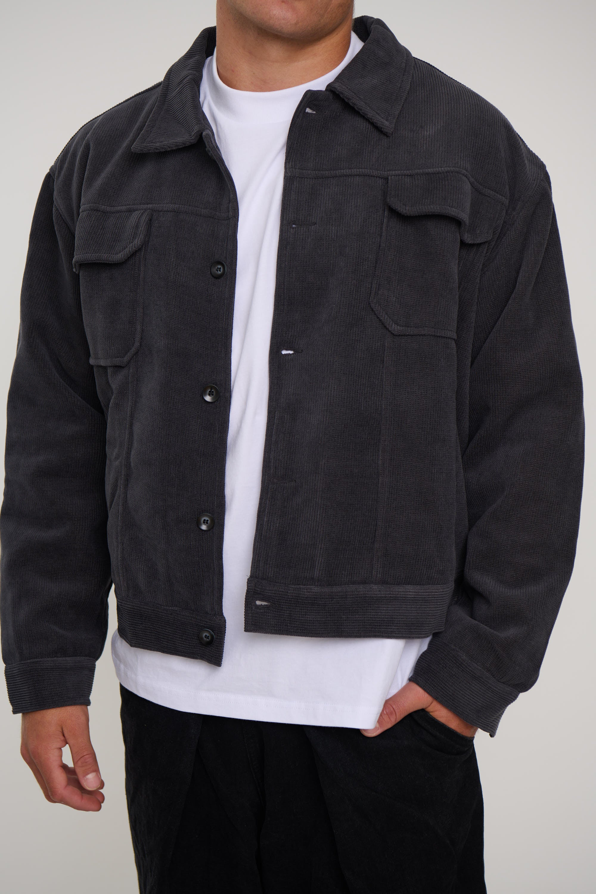 Levi Soft Cord Jacket Dark Grey
