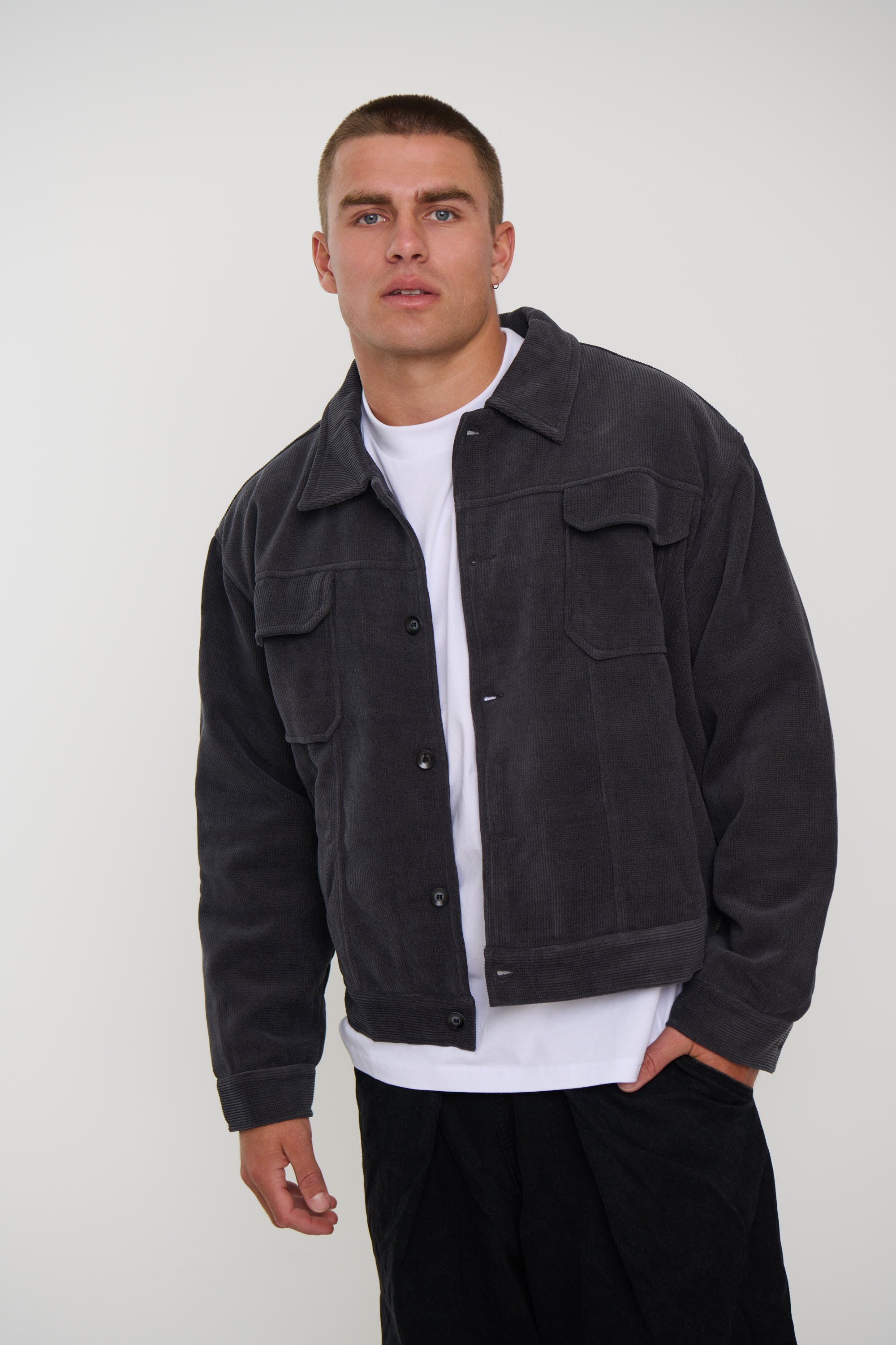Levi Soft Cord Jacket Dark Grey