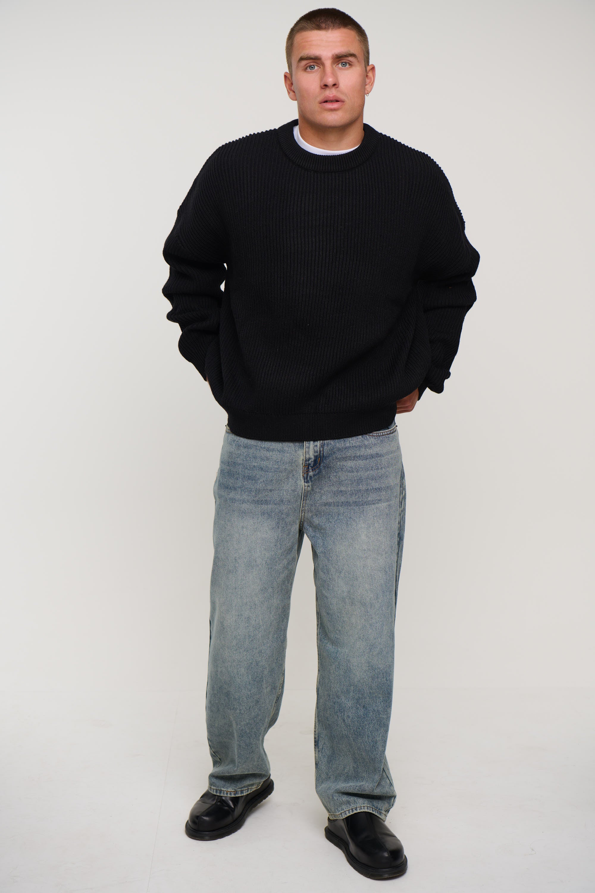 Drop Sleeve Heavy Knit Black