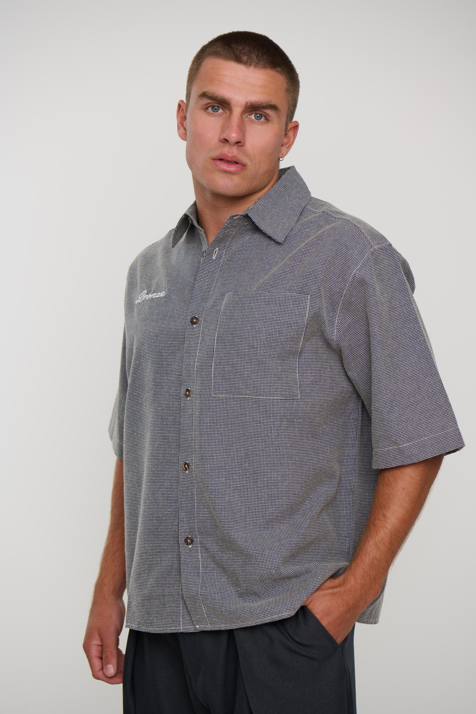 Scott Shirt Check Blue Embroidery