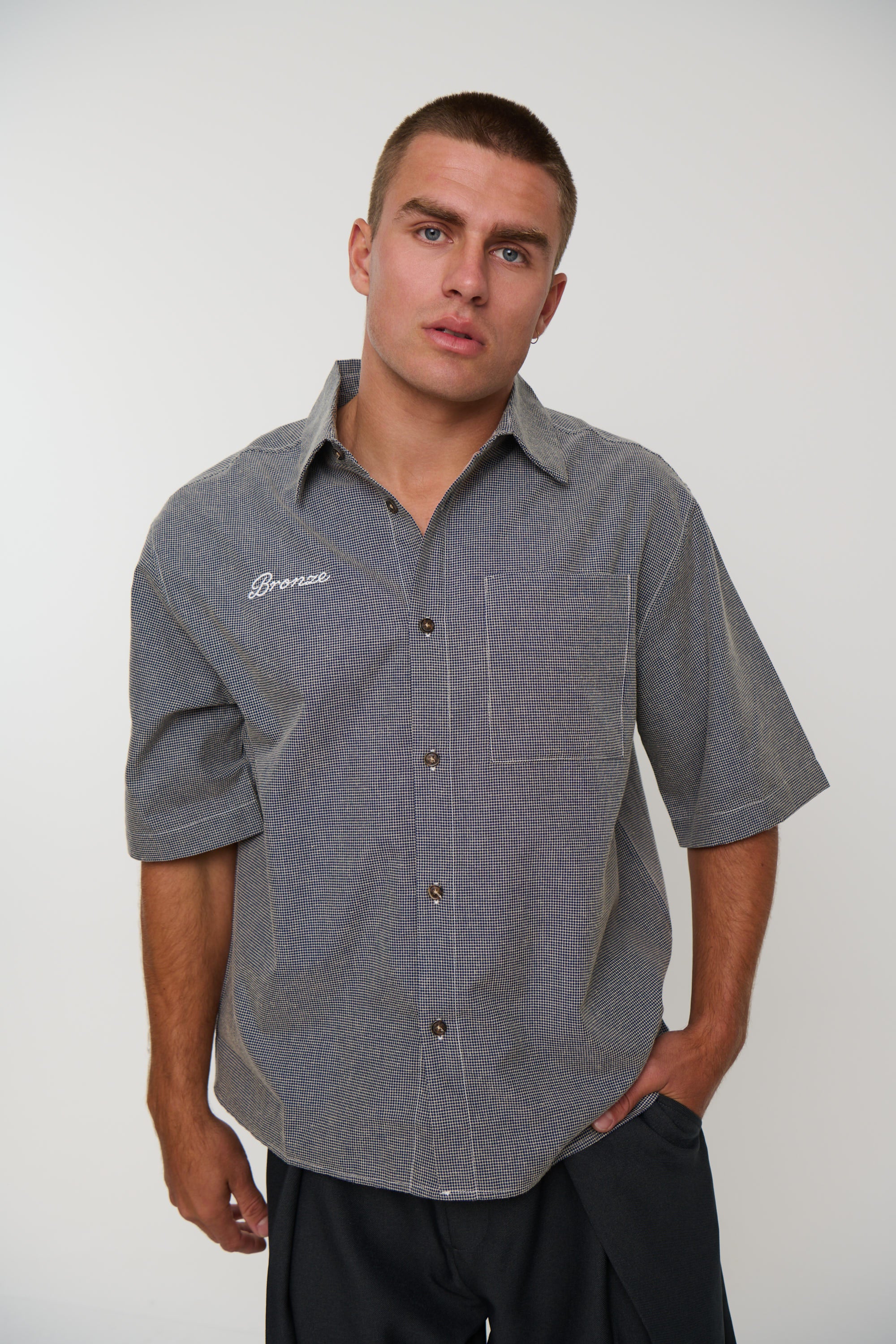 Scott Shirt Check Blue Embroidery