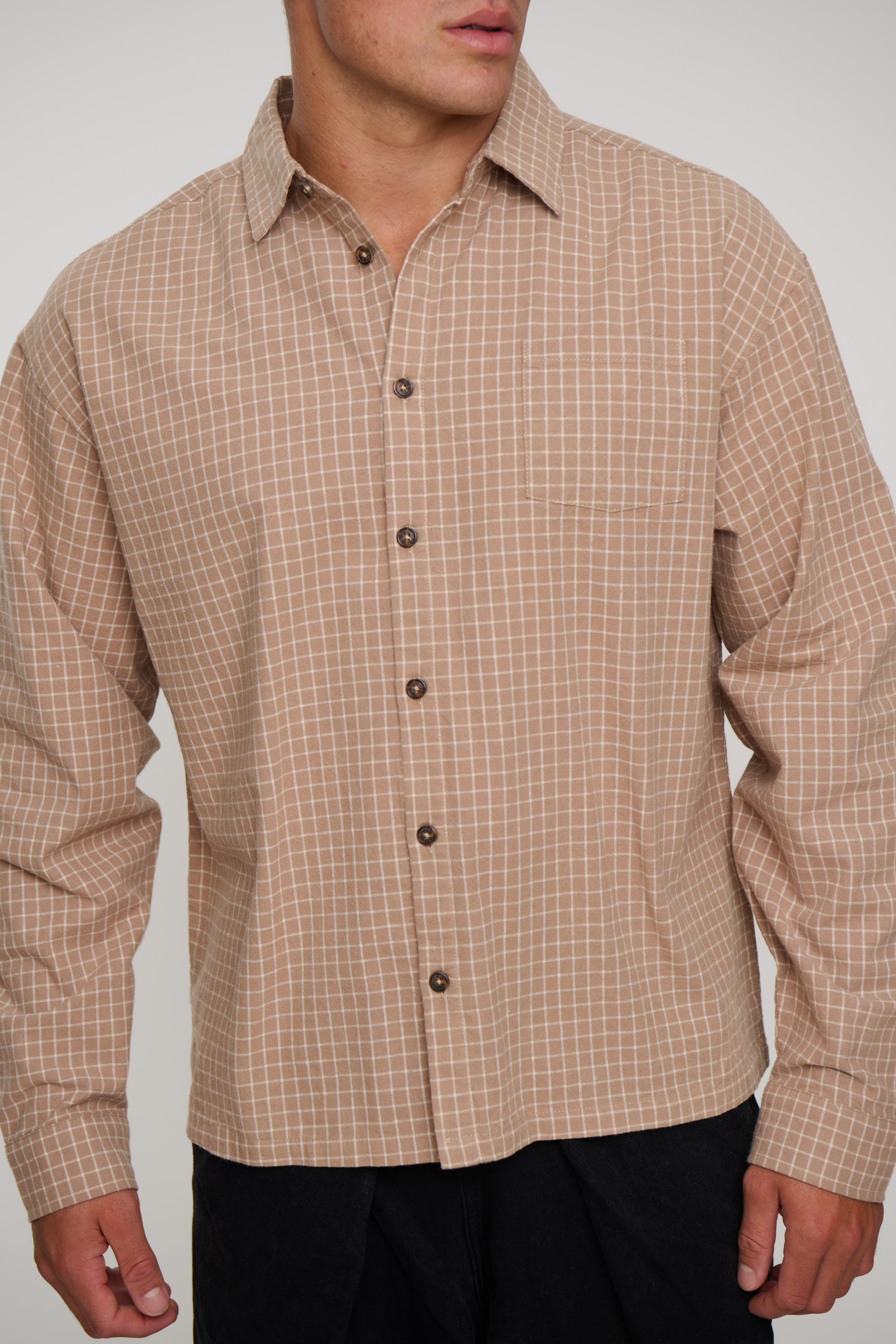 NTH Long Sleeve Check Shirt Sand