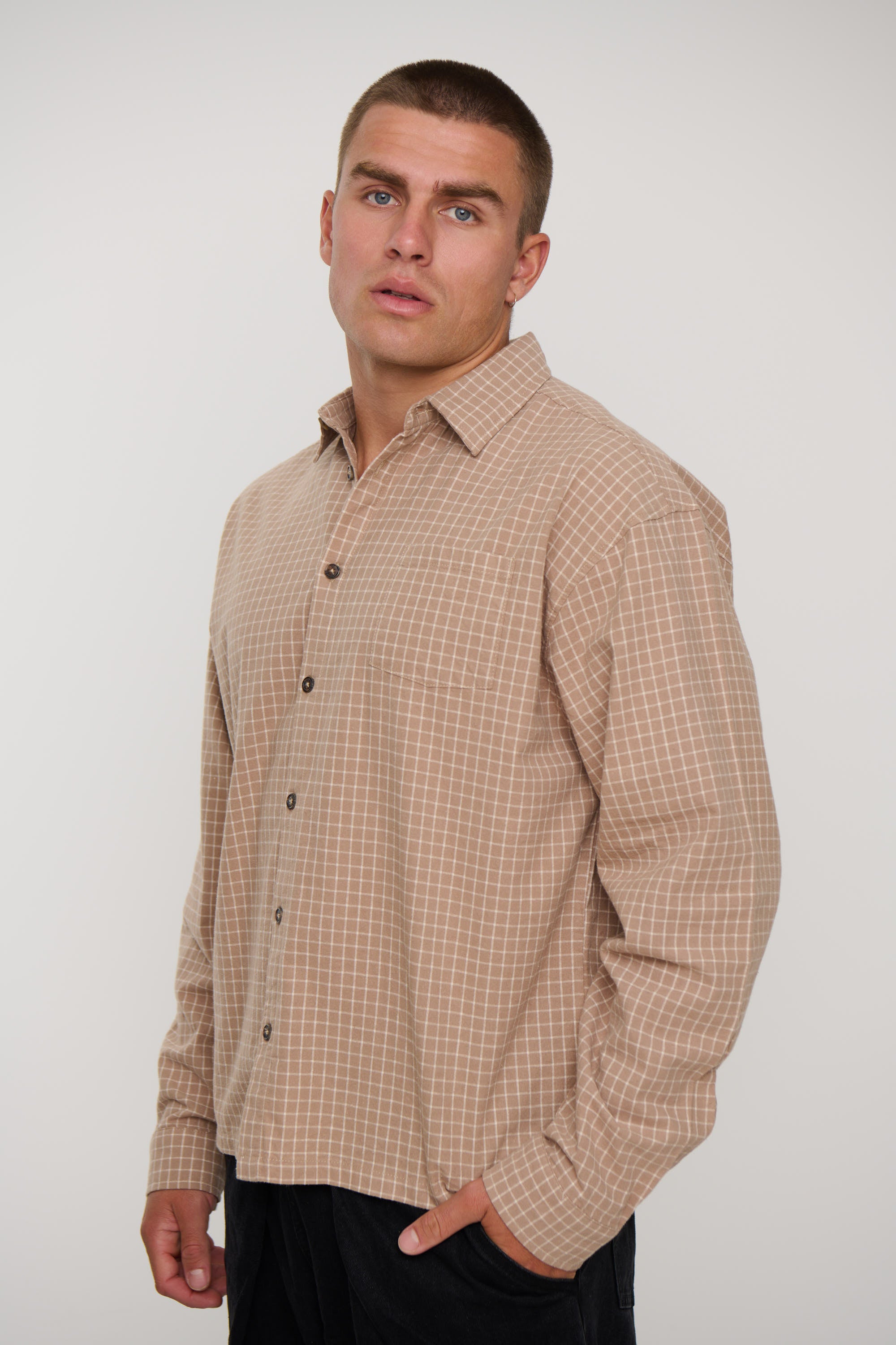 NTH Long Sleeve Check Shirt Sand