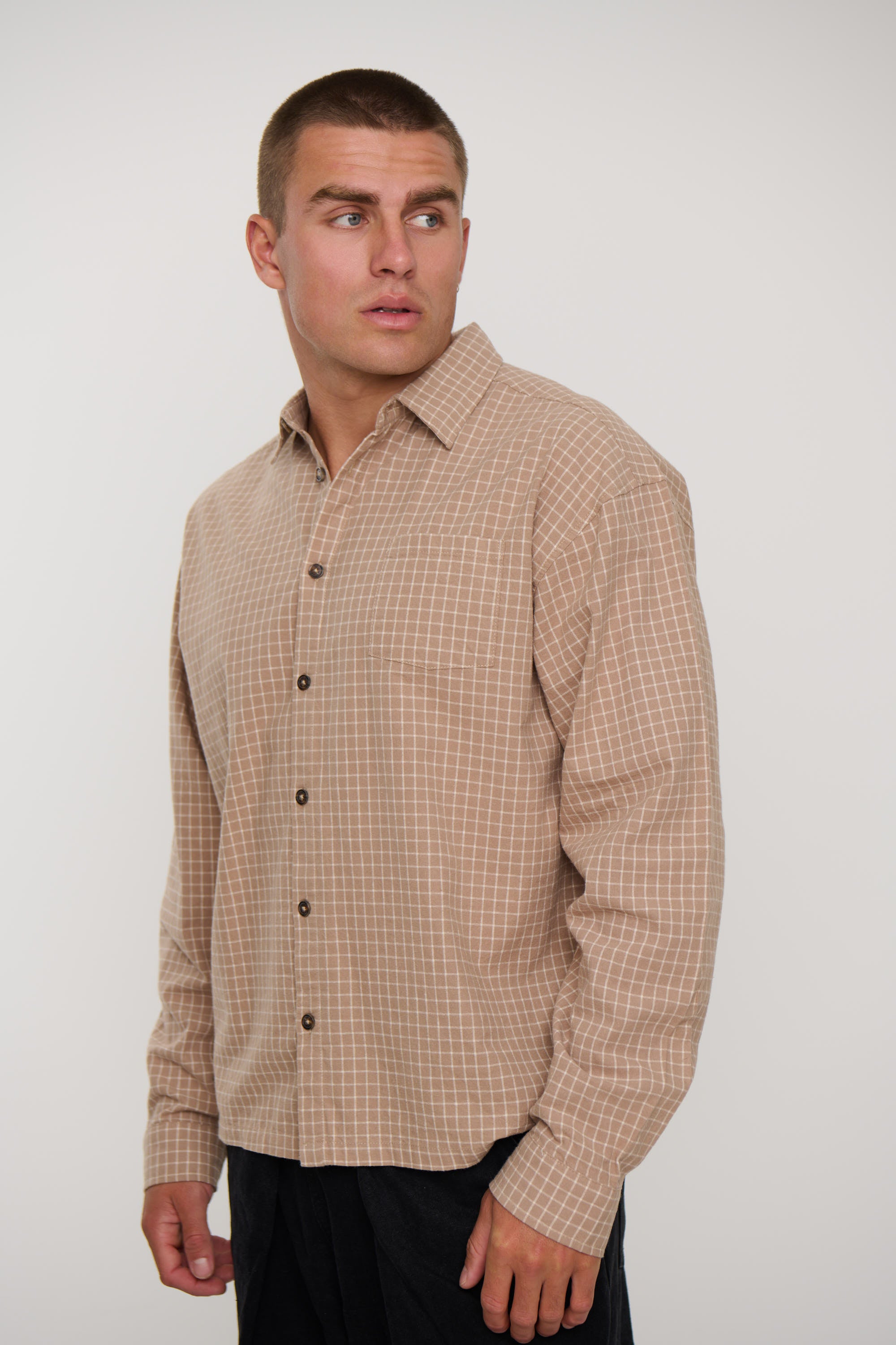 NTH Long Sleeve Check Shirt Sand