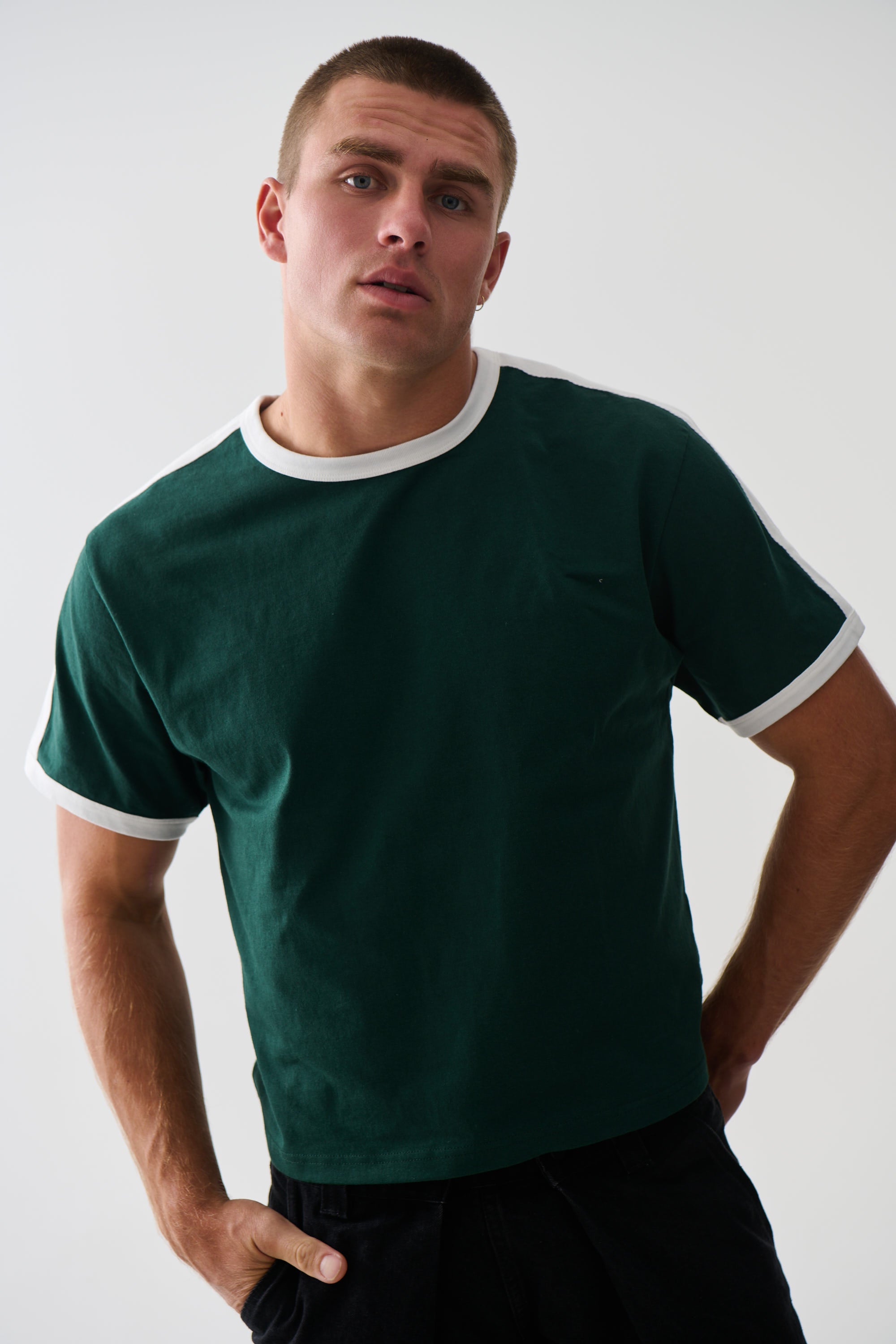 Richie Ribbed Tee Dark Green