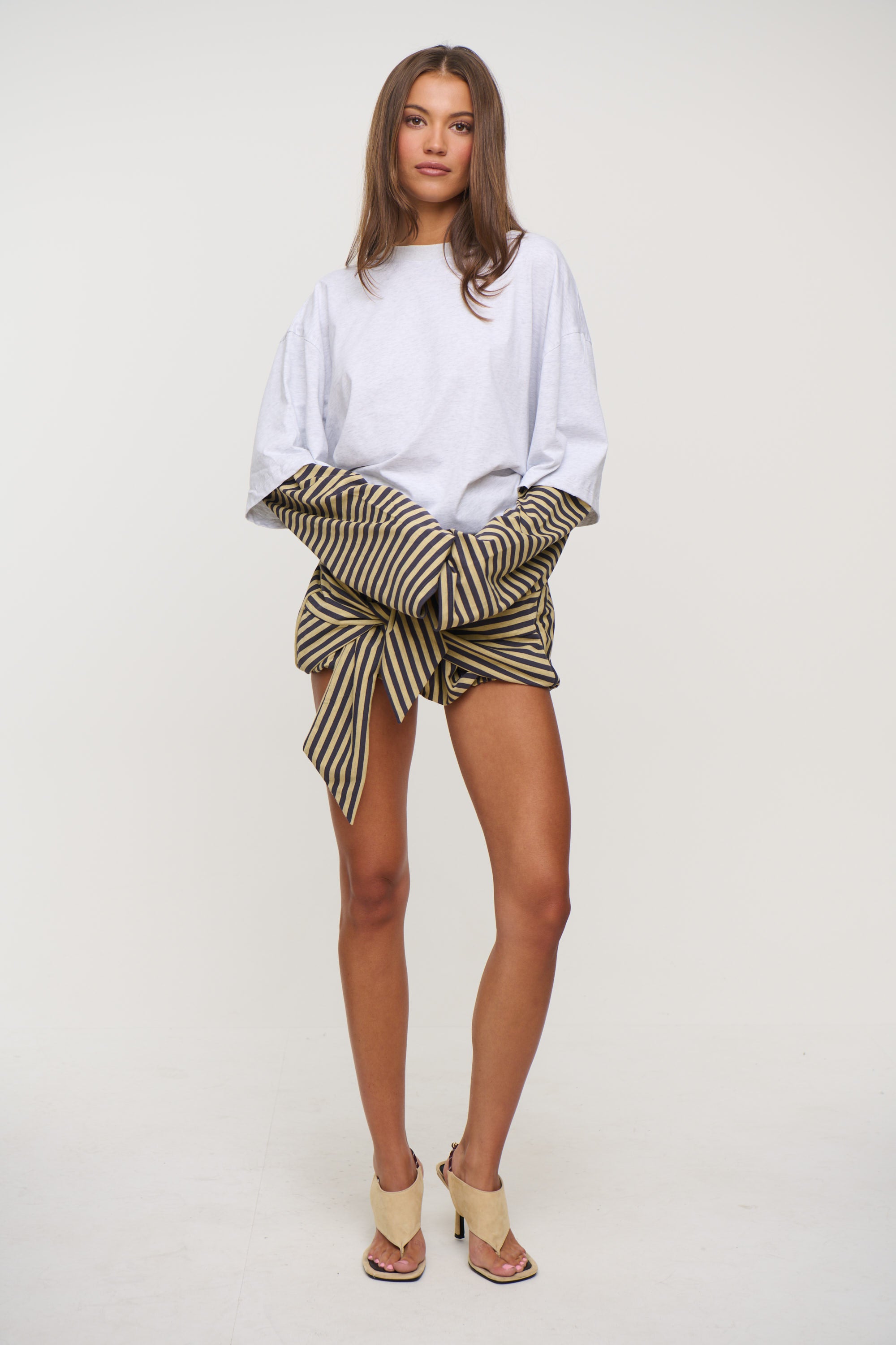 Bloom Bubble Skort Beige Stripe