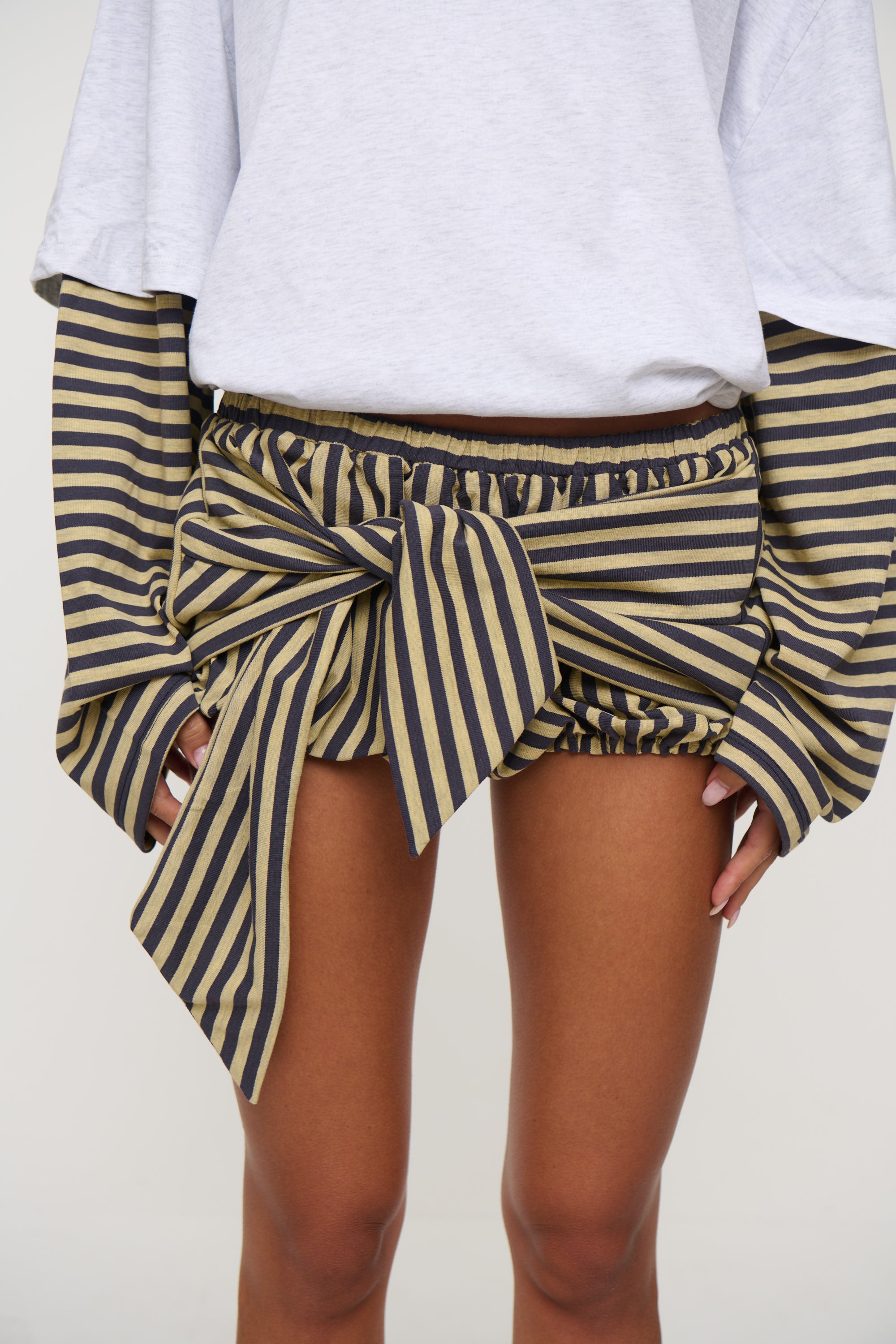Bloom Bubble Skort Beige Stripe