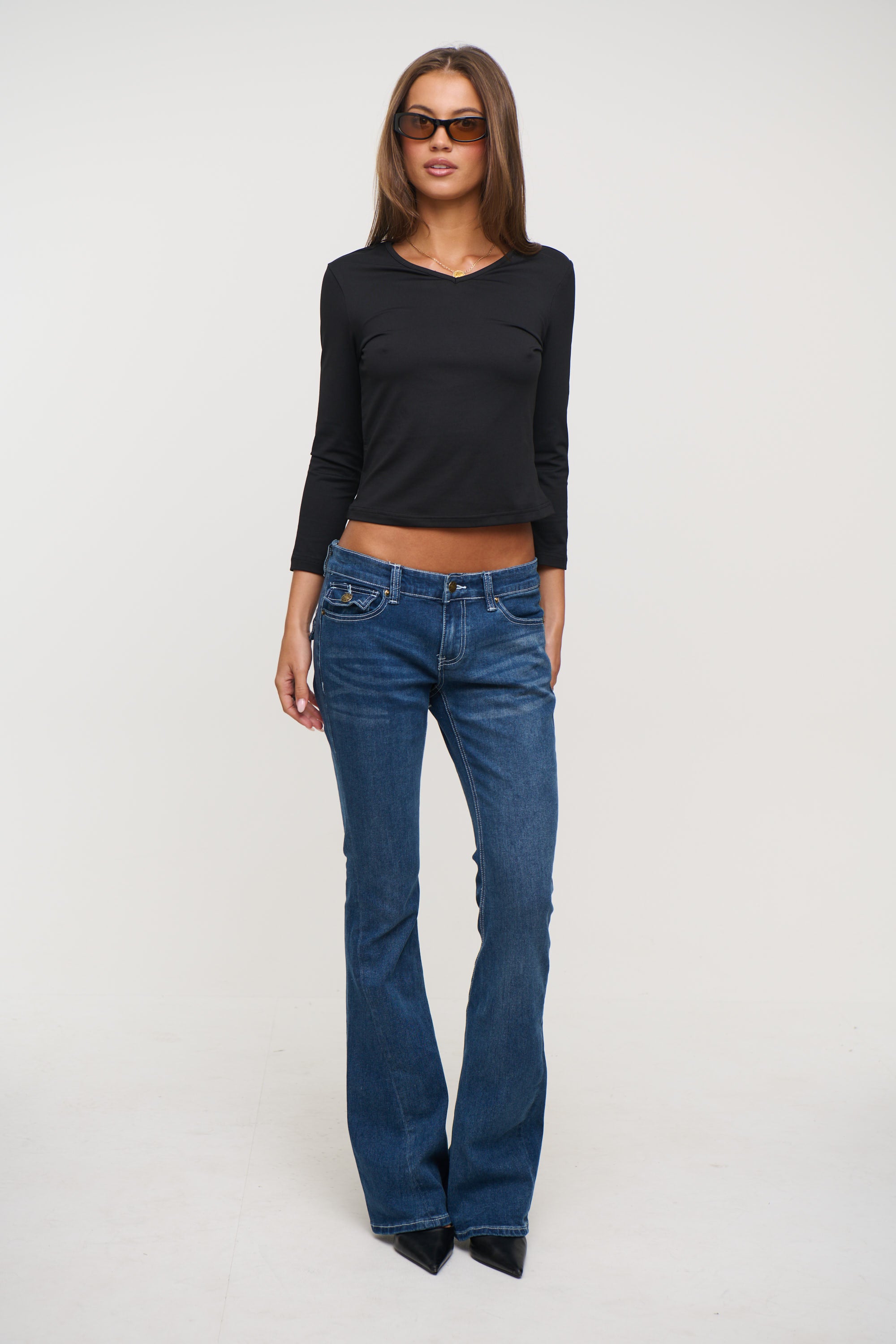 Viktoria 3/4 Sleeve Top Black