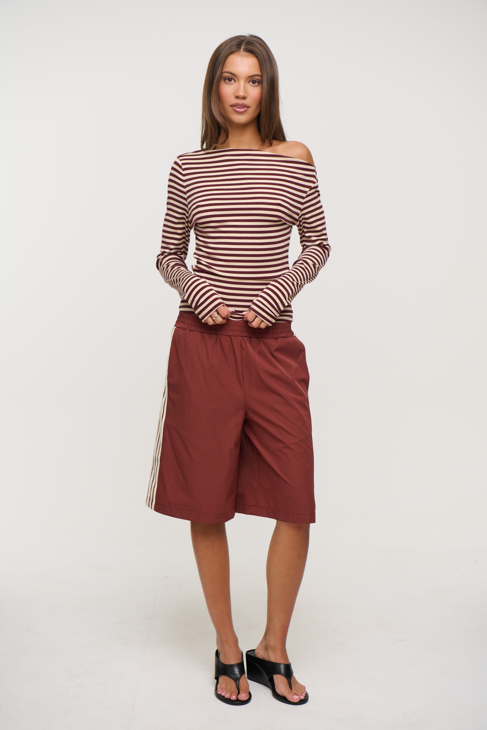 Aleah Long Sleeve Chocolate Stripe