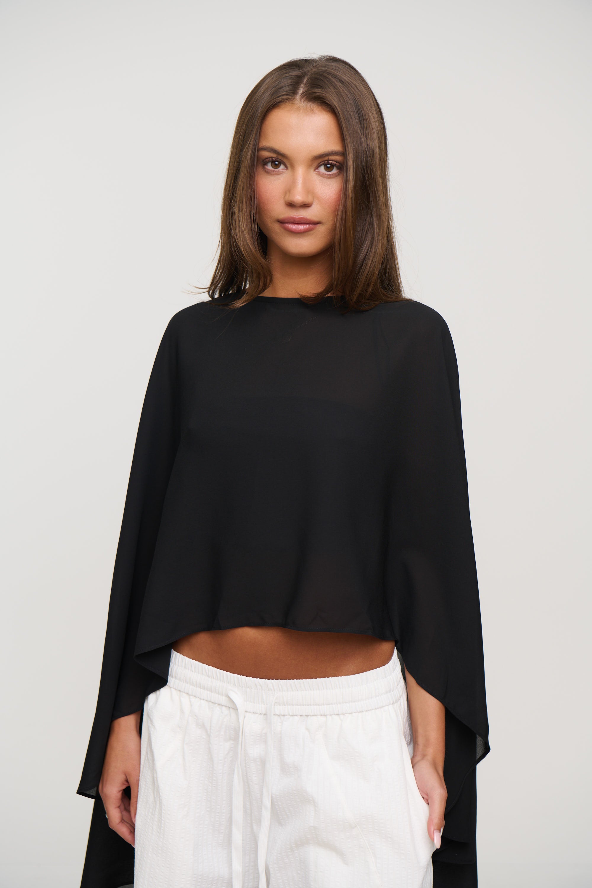 Mattie Sheer Poncho Black