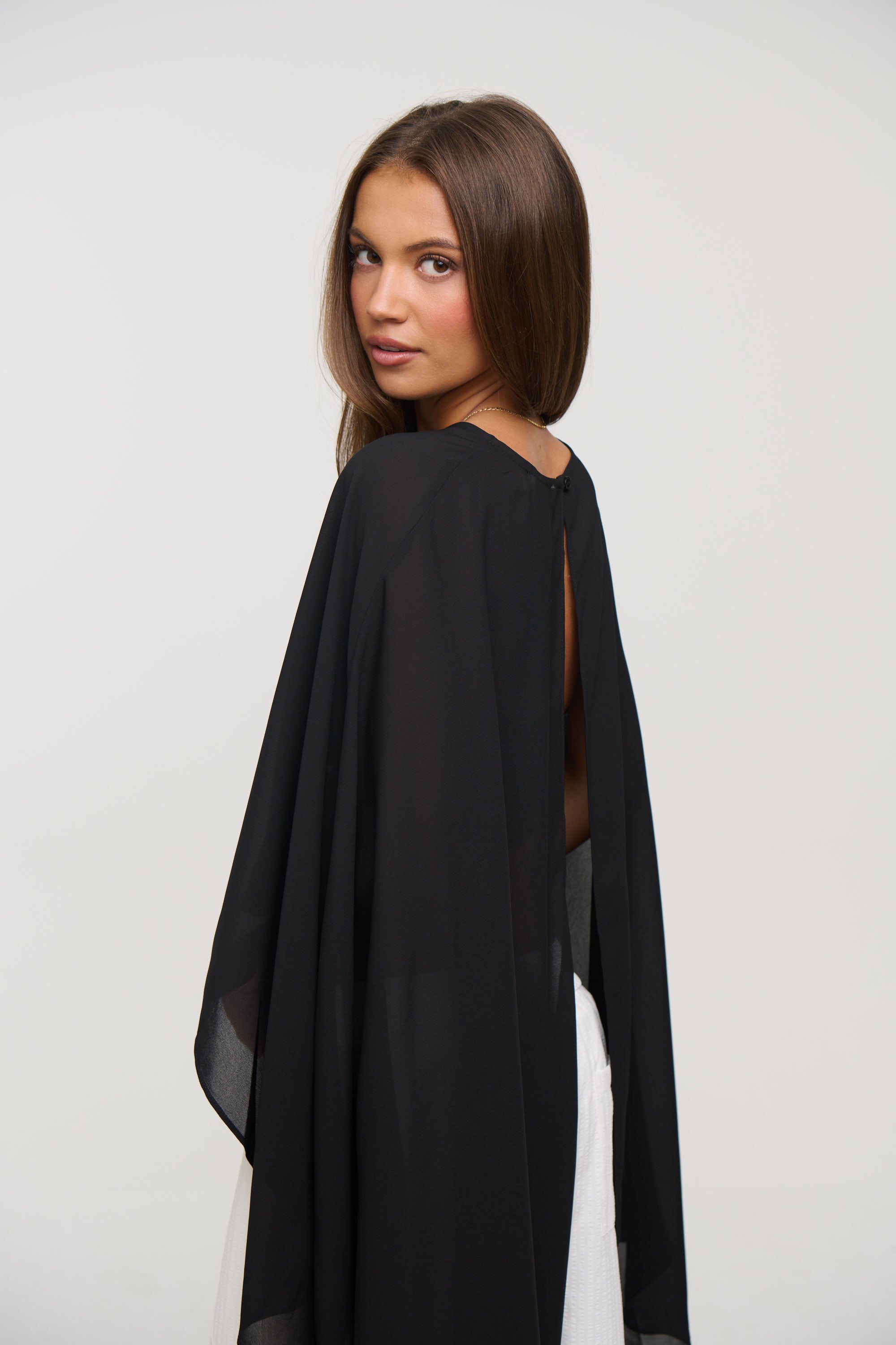 Mattie Sheer Poncho Black