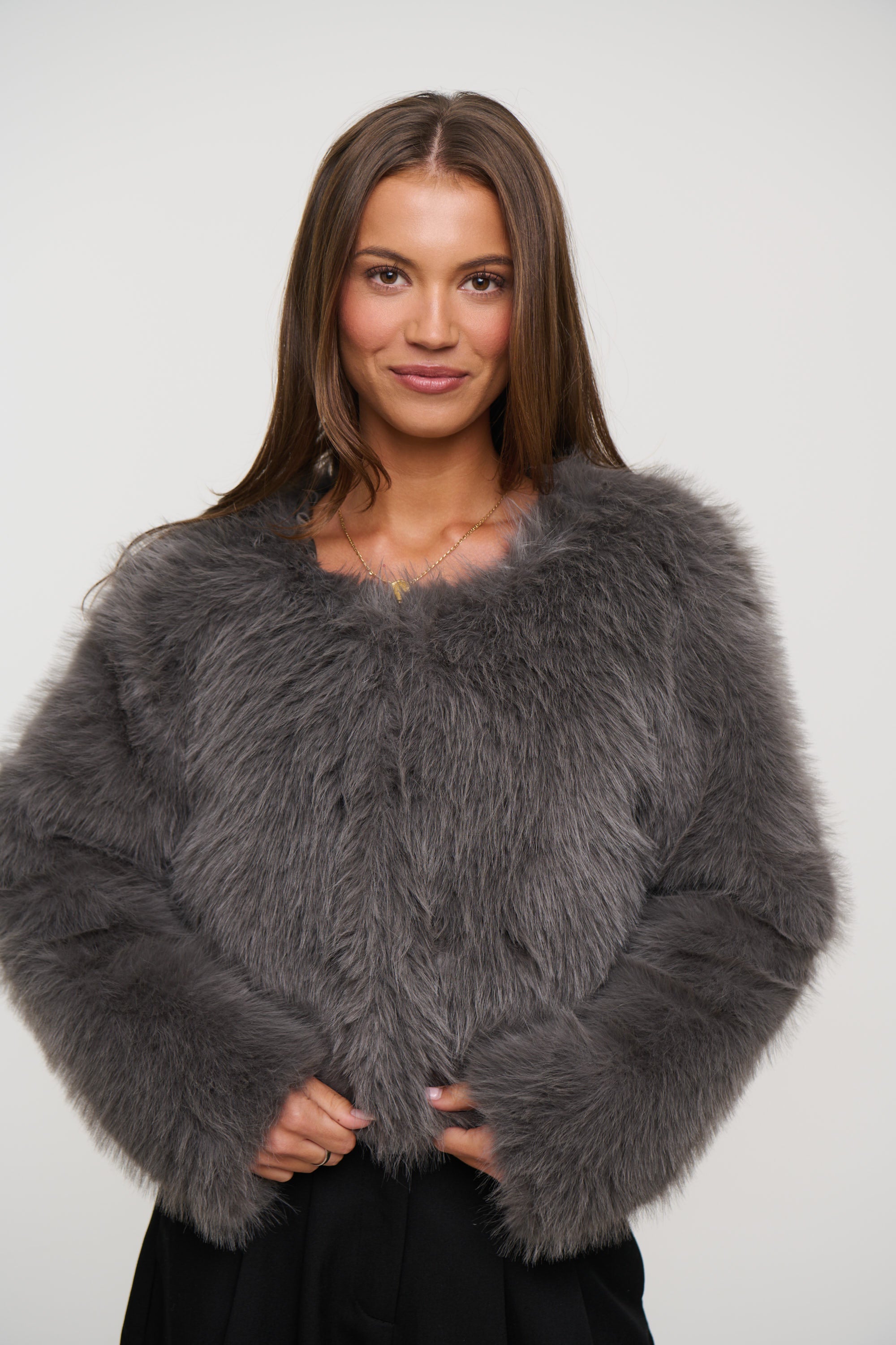York Faux Fur Jacket Grey