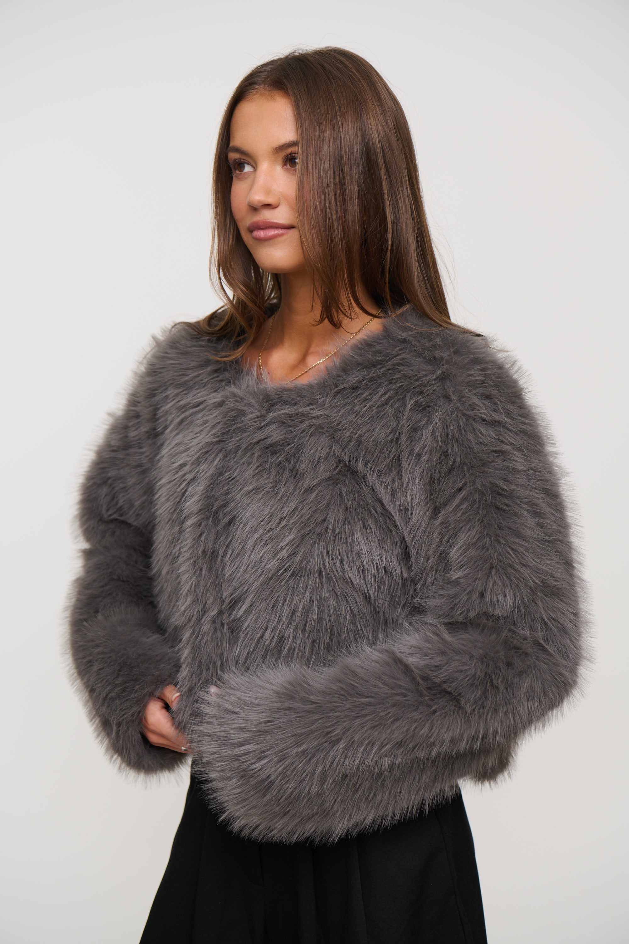 York Faux Fur Jacket Grey