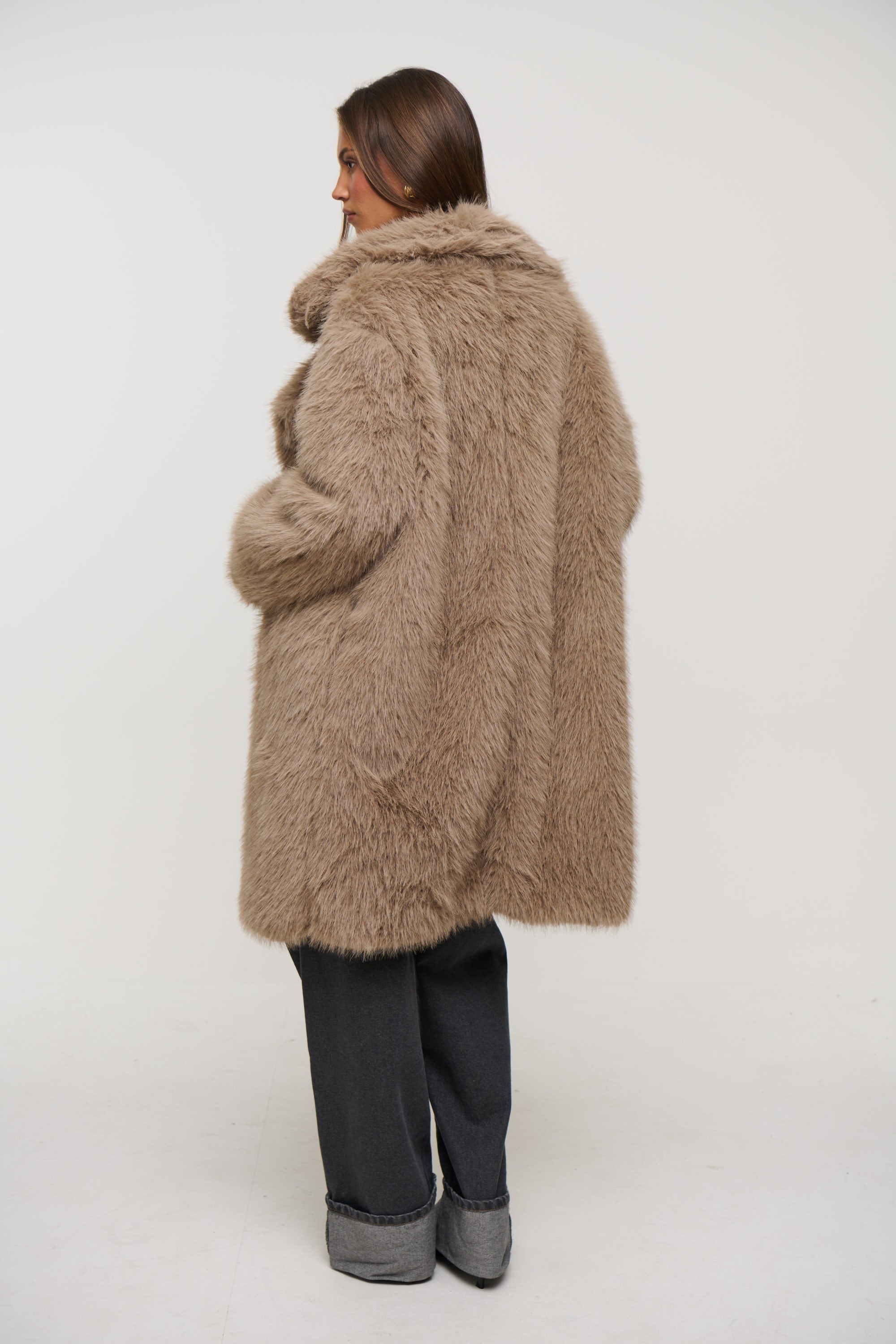 Marli Faux Fur Coat Latte