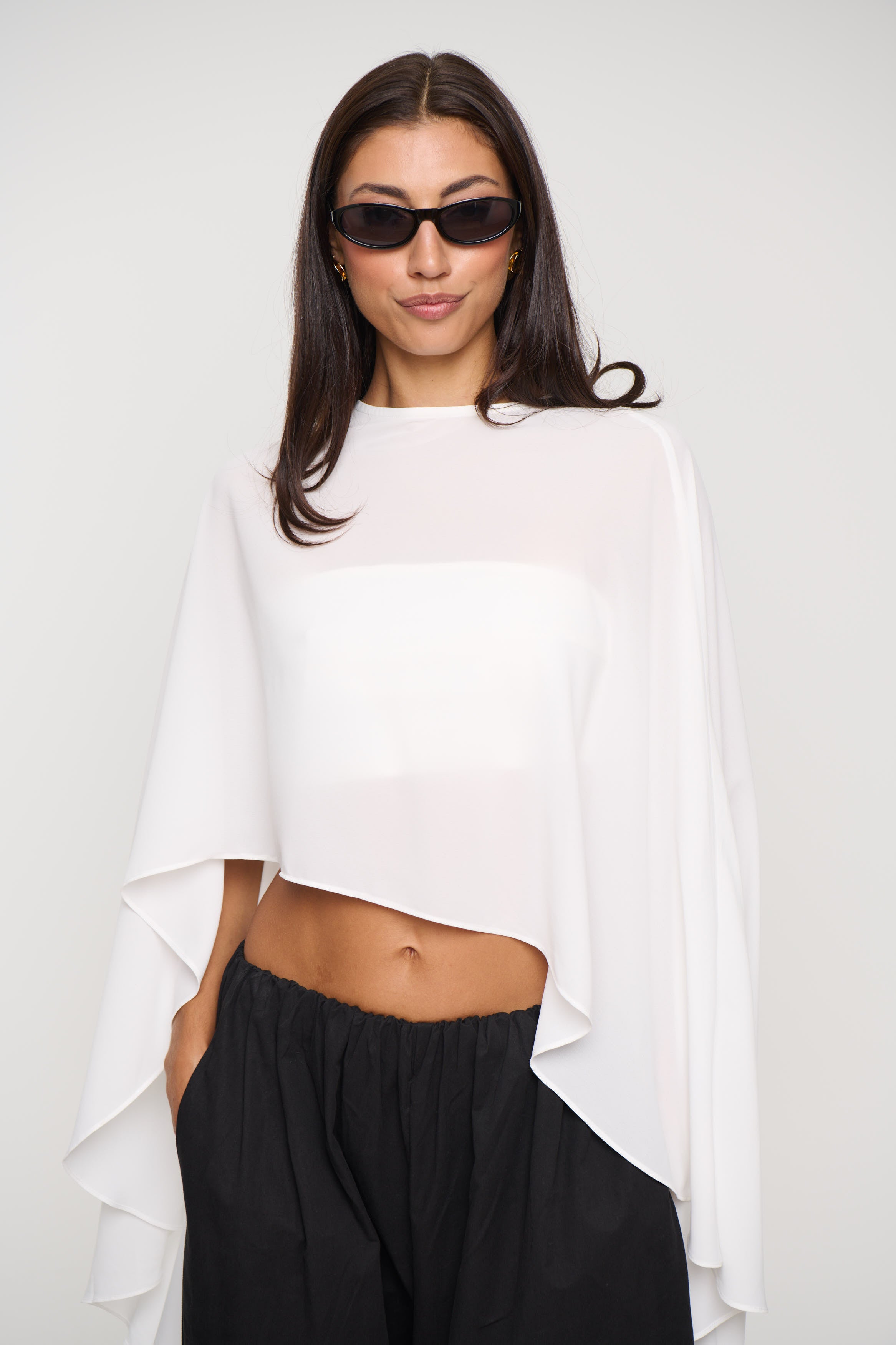 Mattie Sheer Poncho White