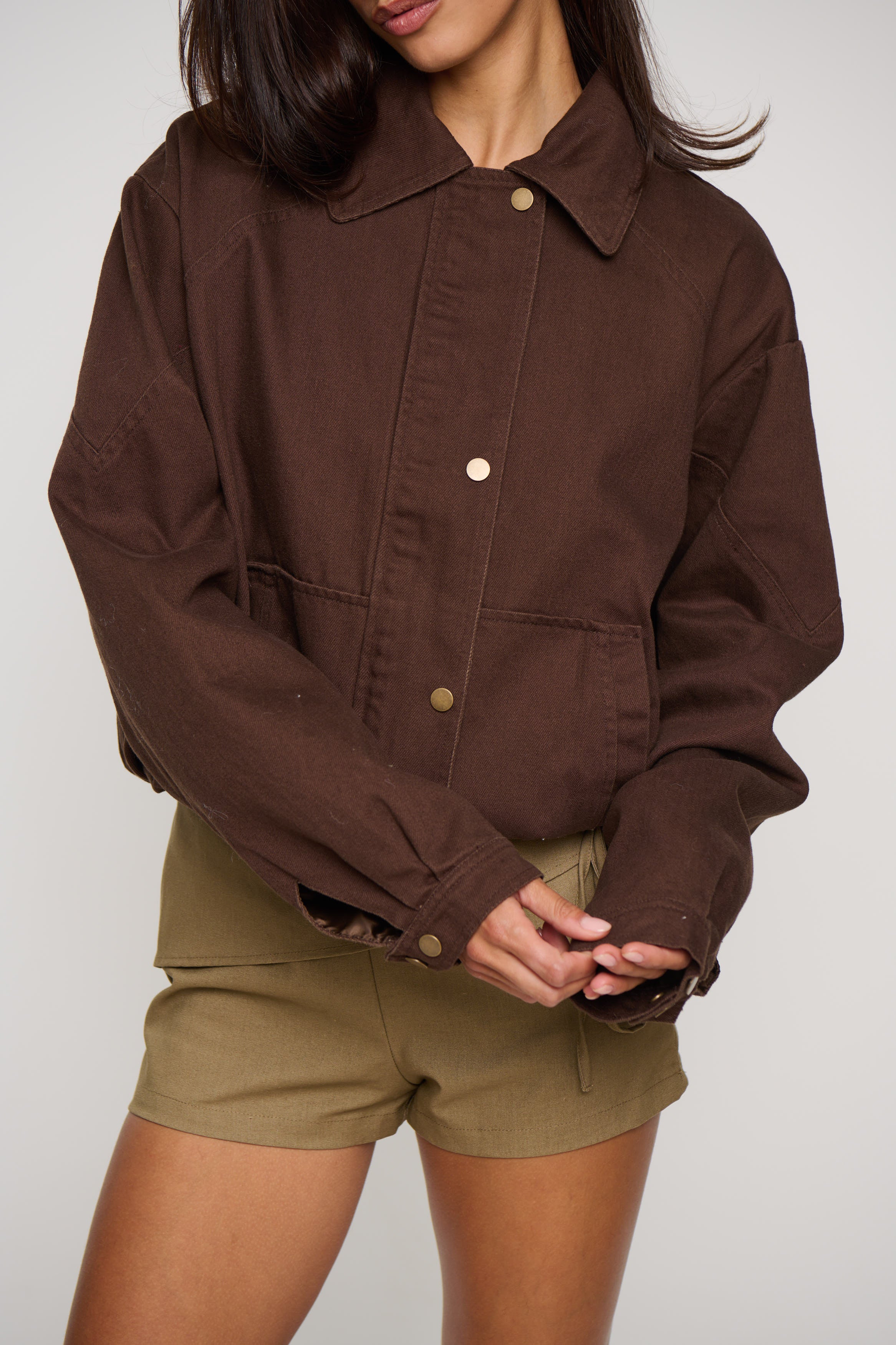 Jorja Denim Bomber Jacket Choc