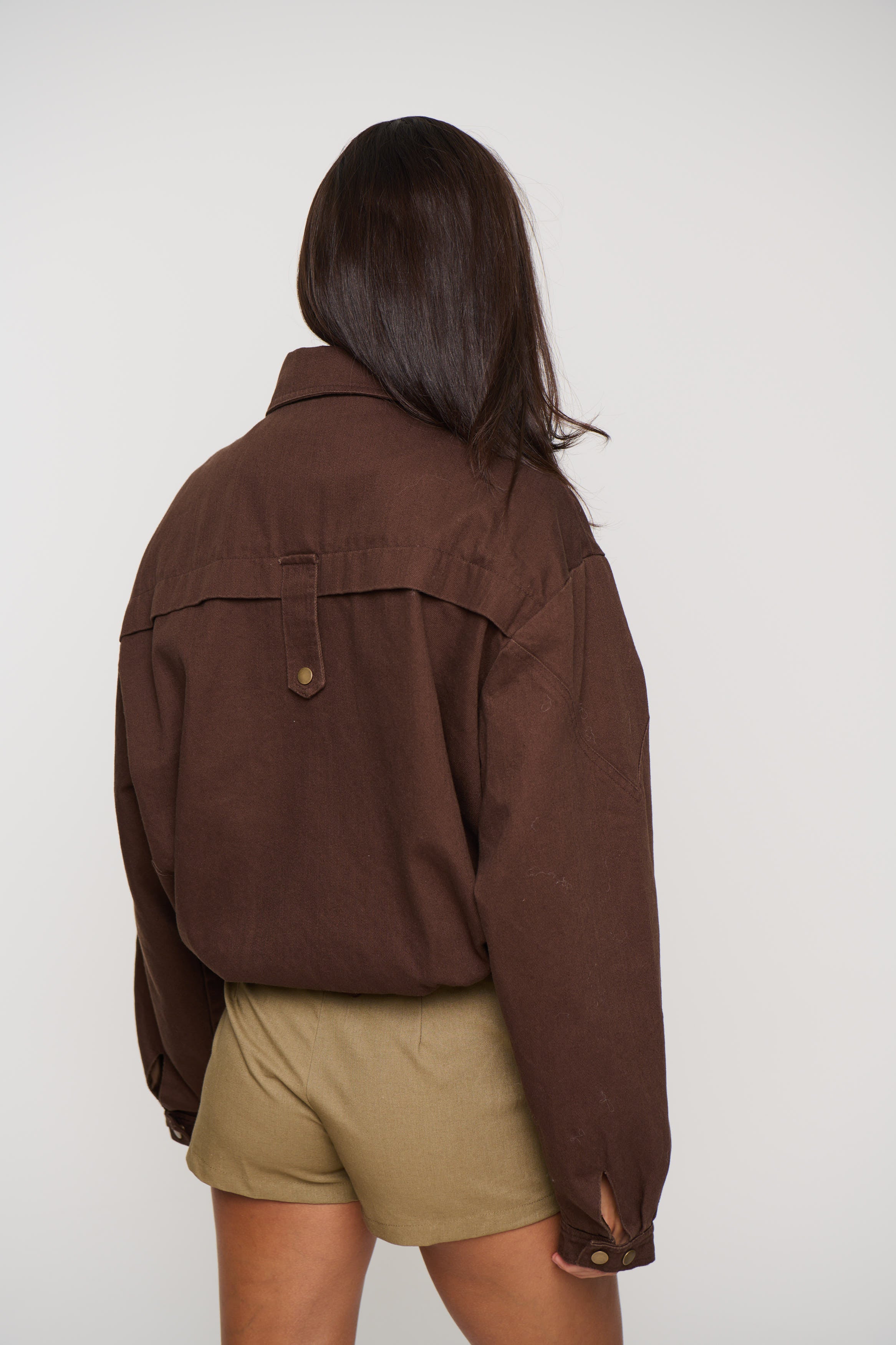 Jorja Denim Bomber Jacket Choc