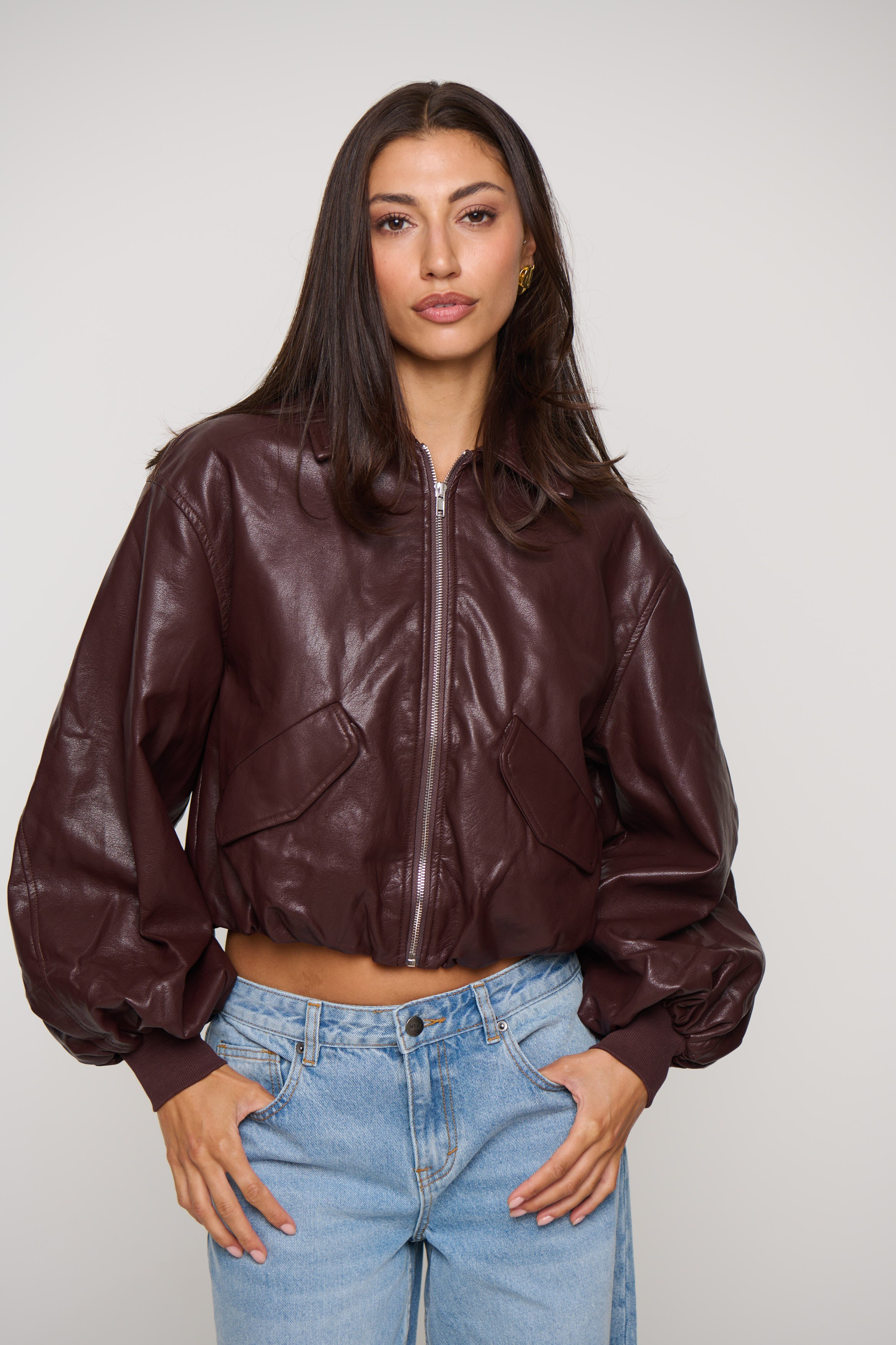 Sia Bomber Jacket Dark Brown