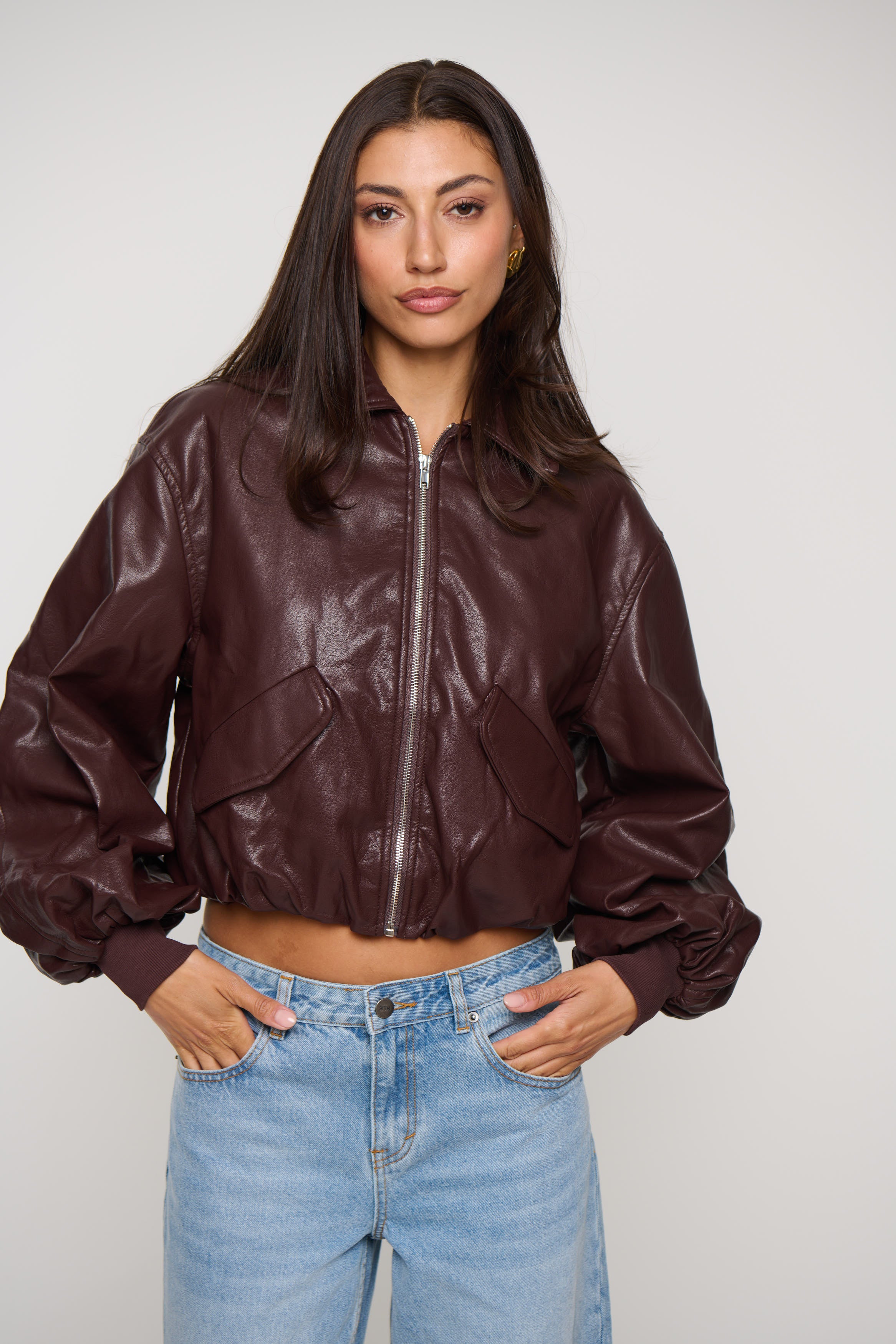 Sia Bomber Jacket Dark Brown