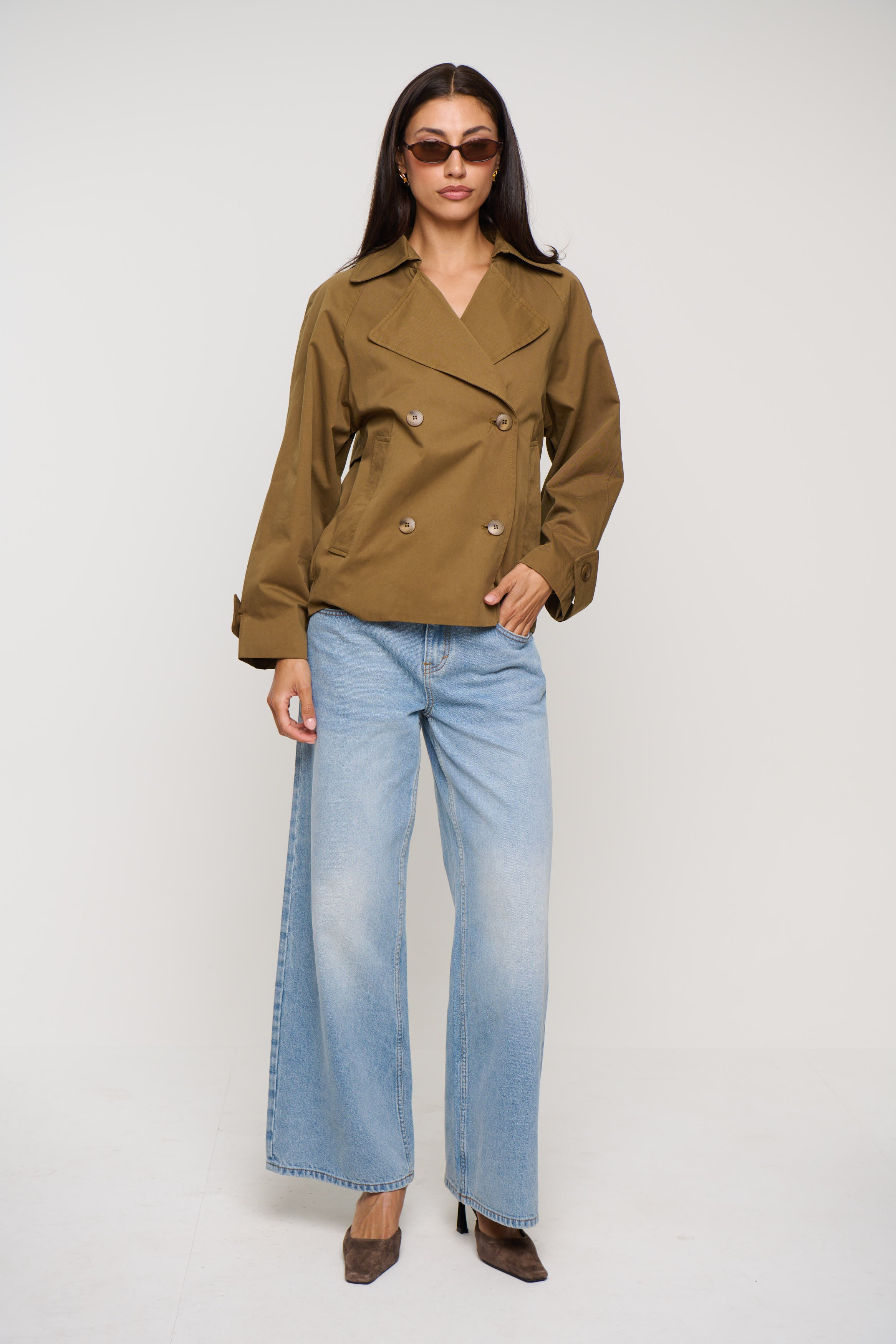 Moira Cropped Trench Khaki