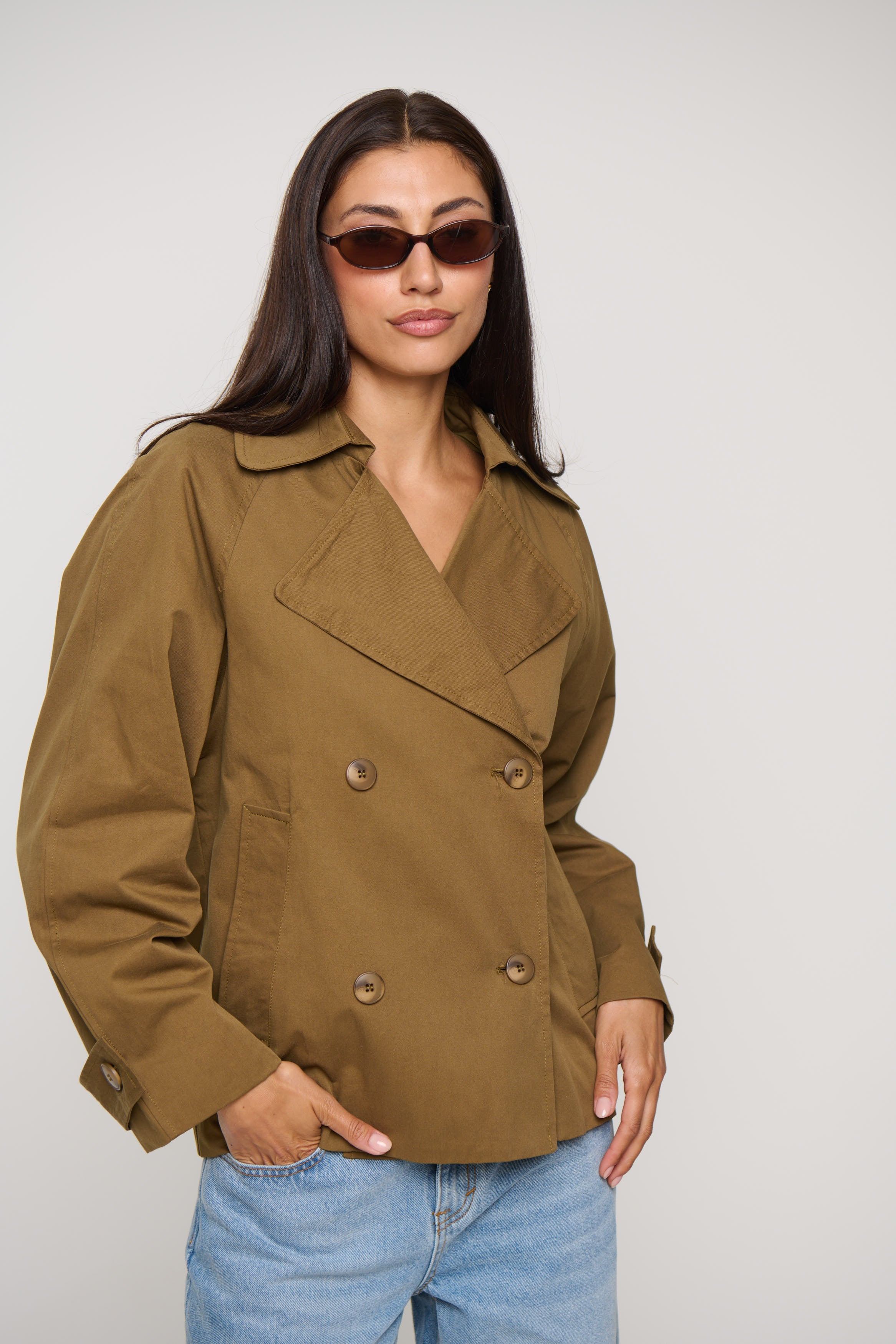 Moira Cropped Trench Khaki