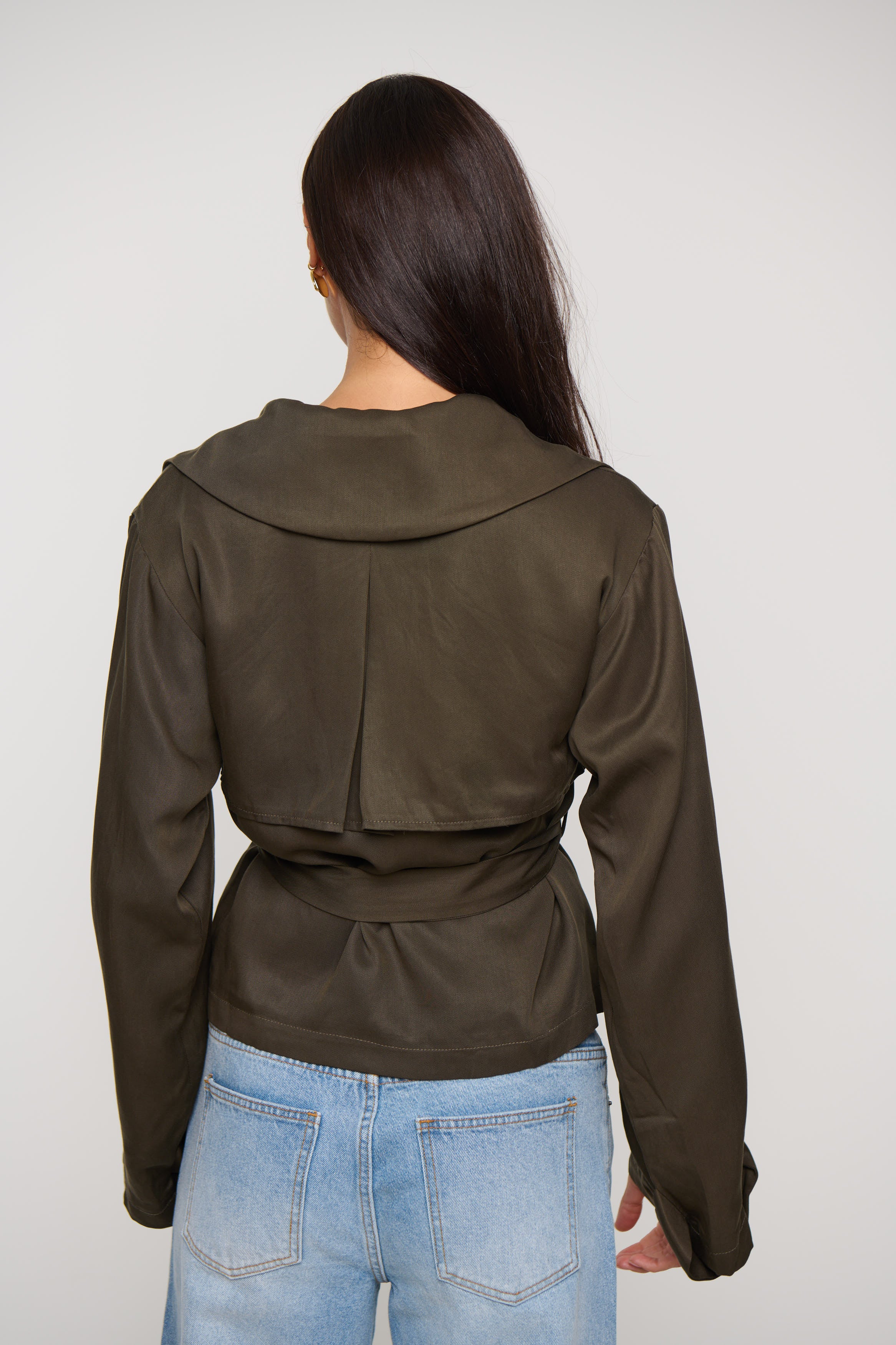 Lenore Cropped Trench Olive
