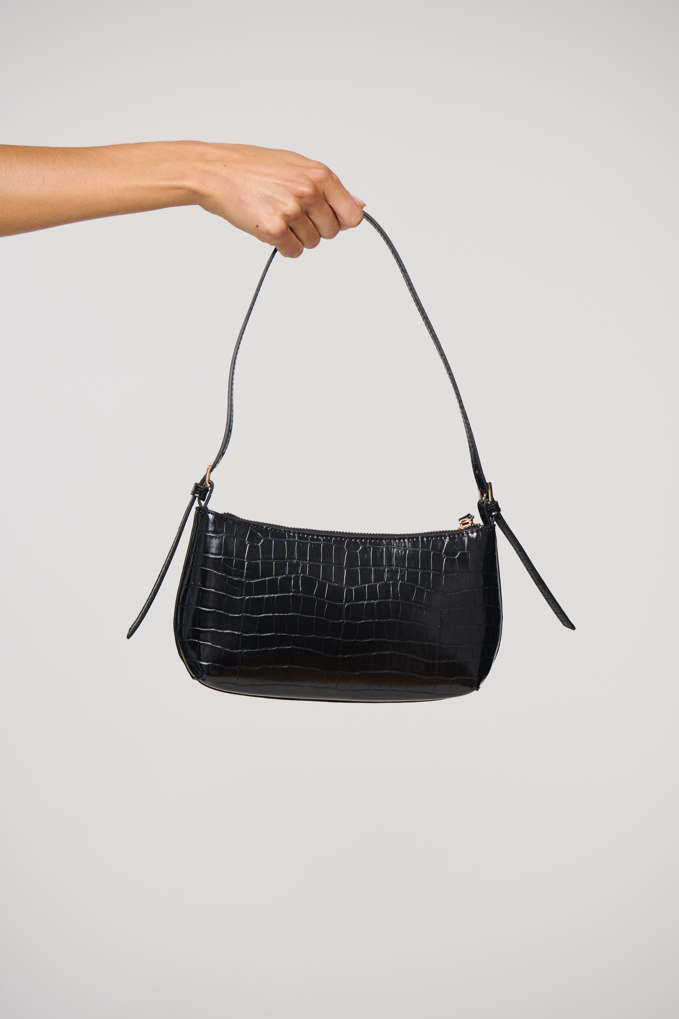 Elizabeth Shoulder Bag Black Croc