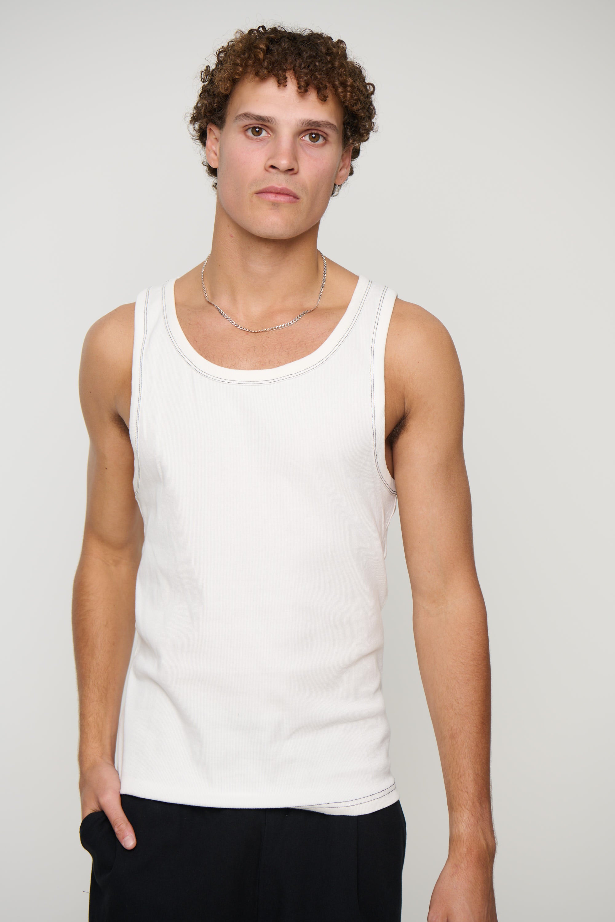 NTH Fitted Ribbed Tank Contrast
