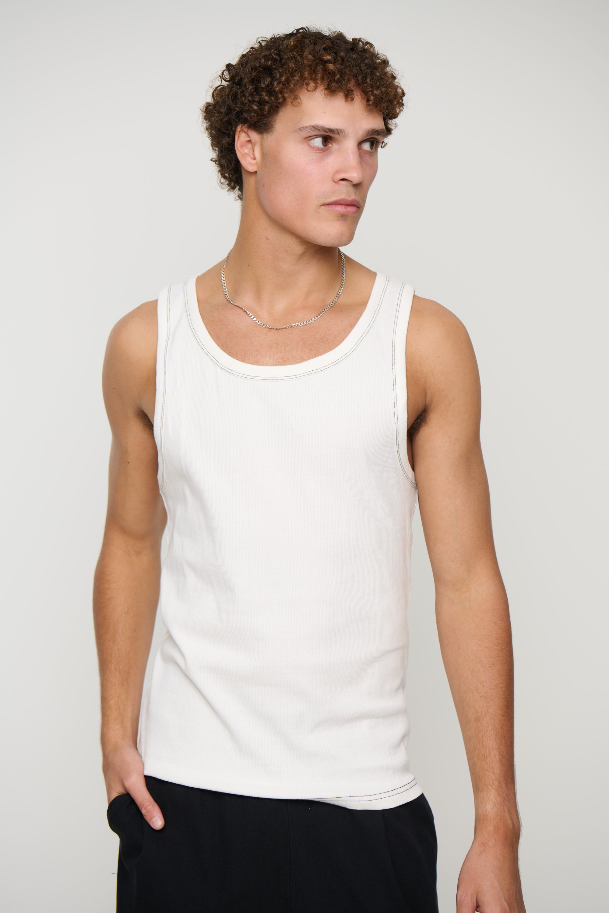 NTH Fitted Ribbed Tank Contrast