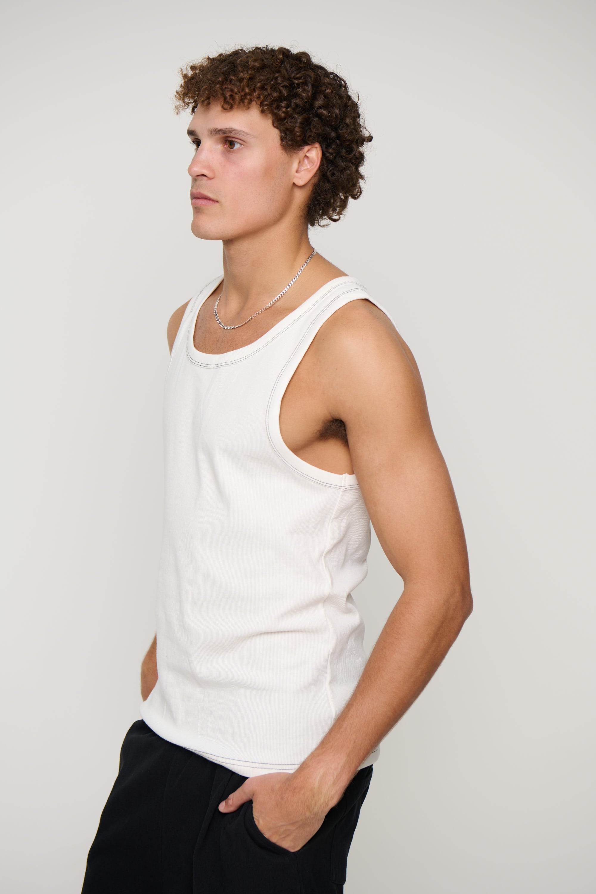 NTH Fitted Ribbed Tank Contrast