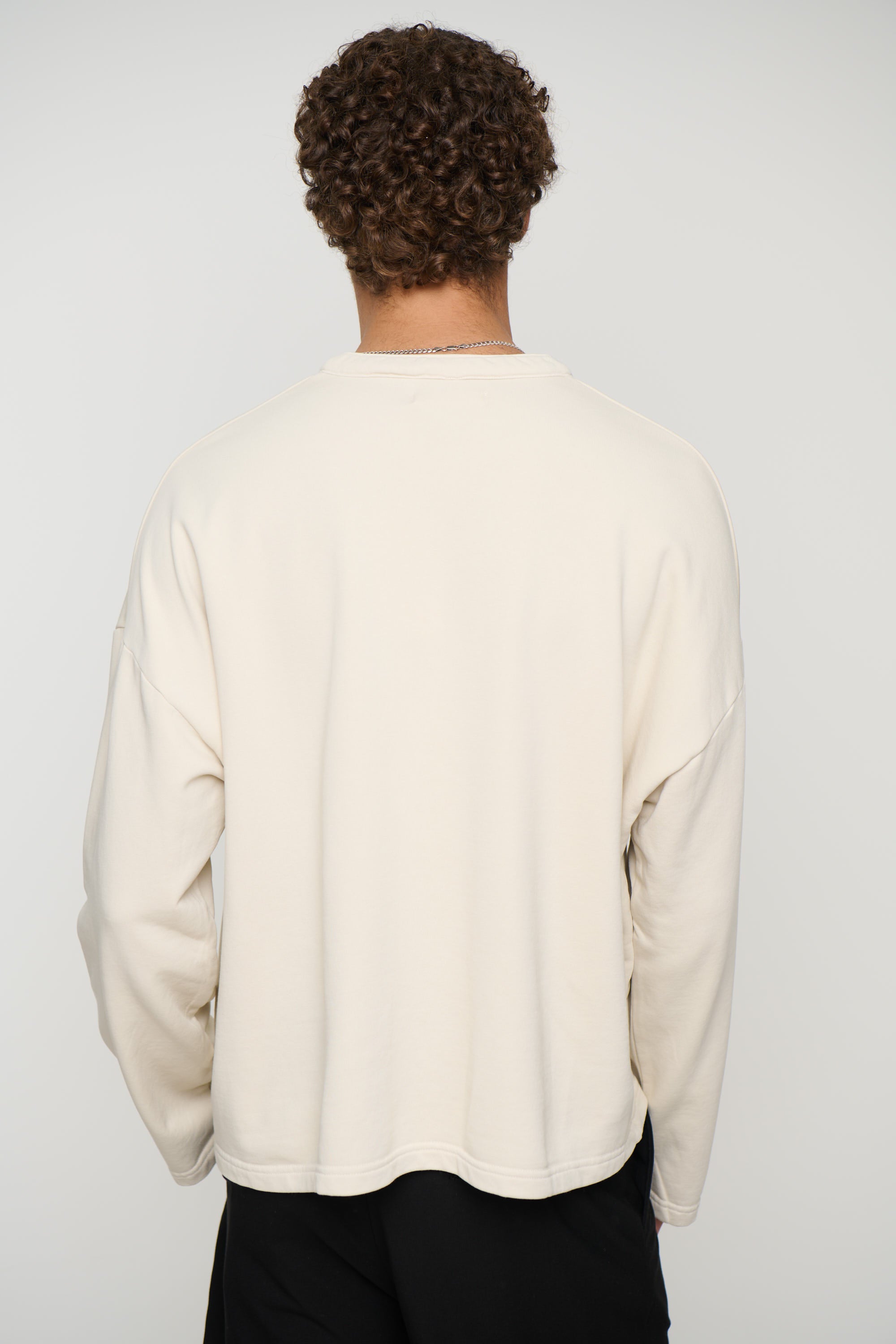 Fleece Crop Henley Ivory